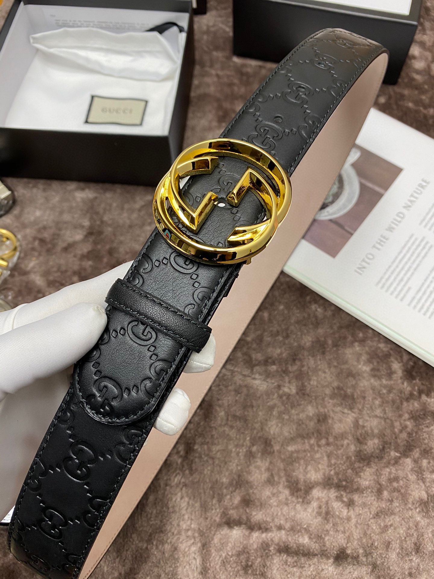 Gucci Male Leather Belt Top Grain Leather