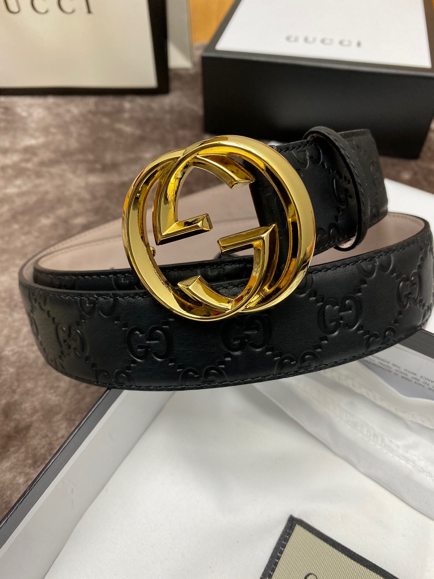 Gucci Male Leather Belt Top Grain Leather