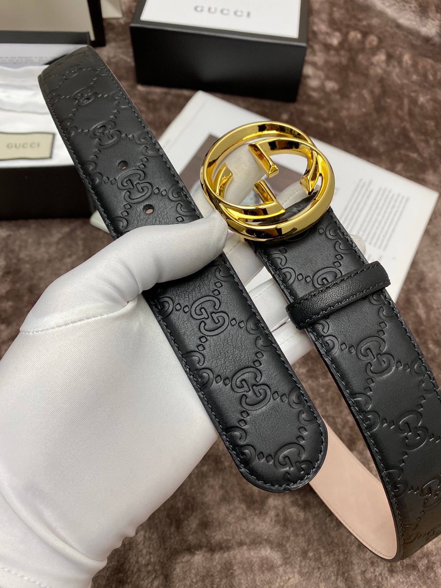 Gucci Male Leather Belt Top Grain Leather