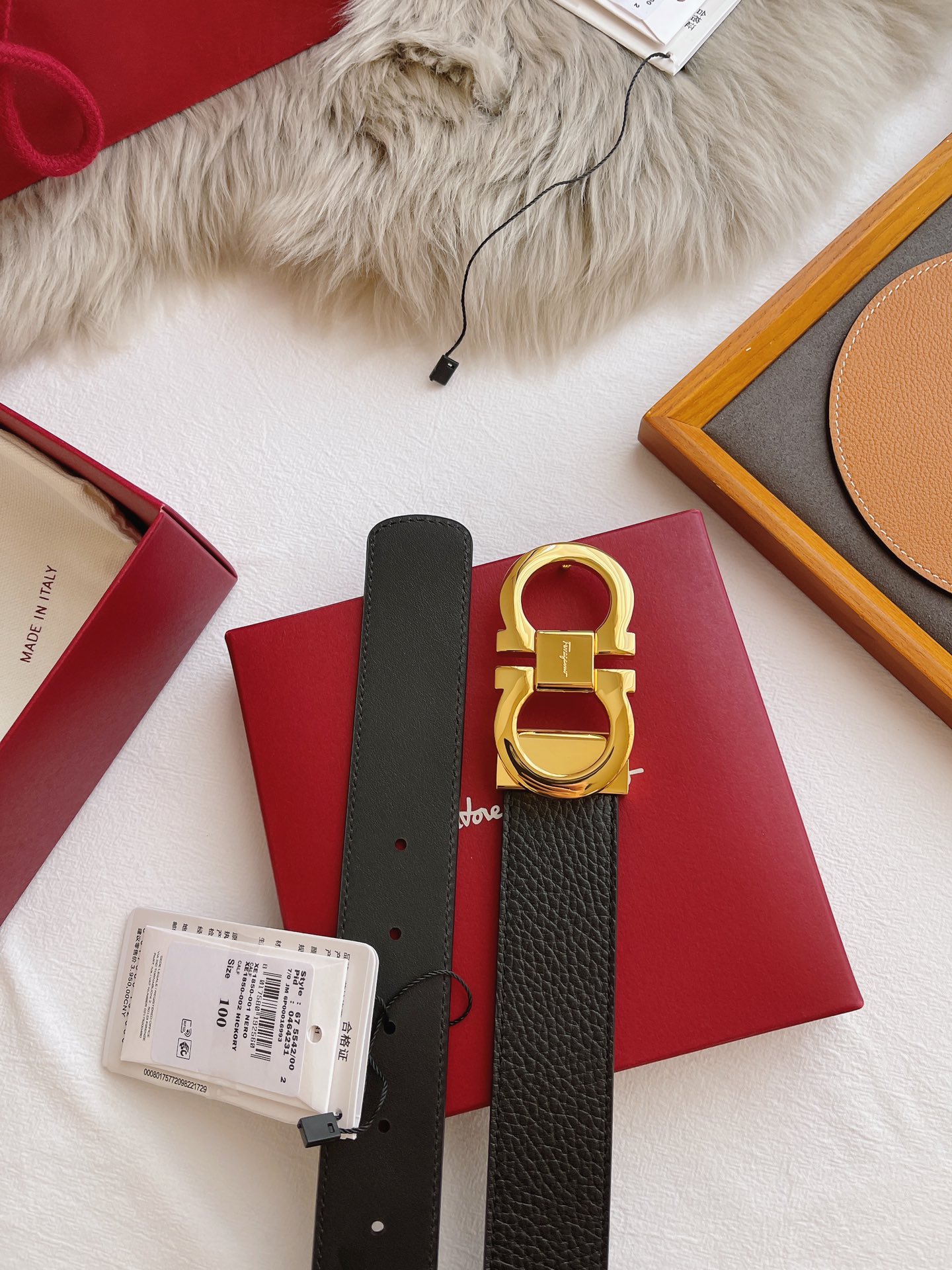 Salvatore Ferragamo Male Leather Belt Black M