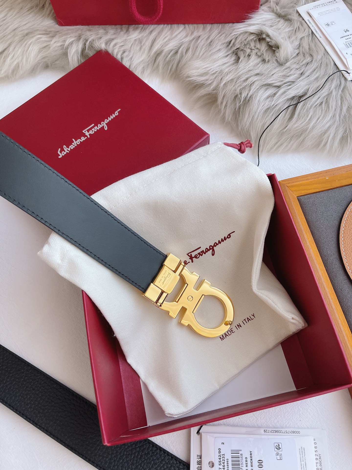 Salvatore Ferragamo Male Leather Belt Black M