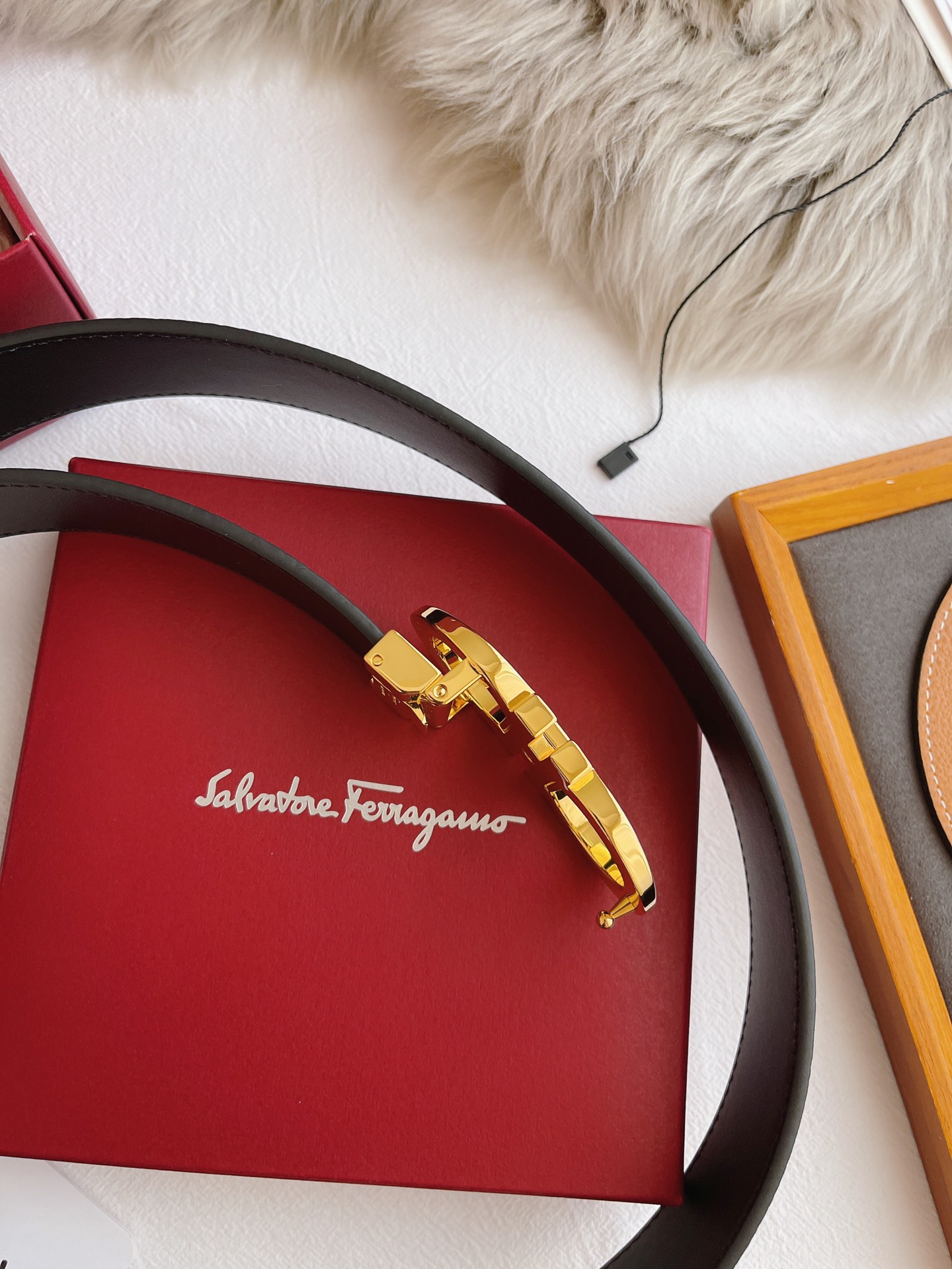 Salvatore Ferragamo Male Leather Belt Black M