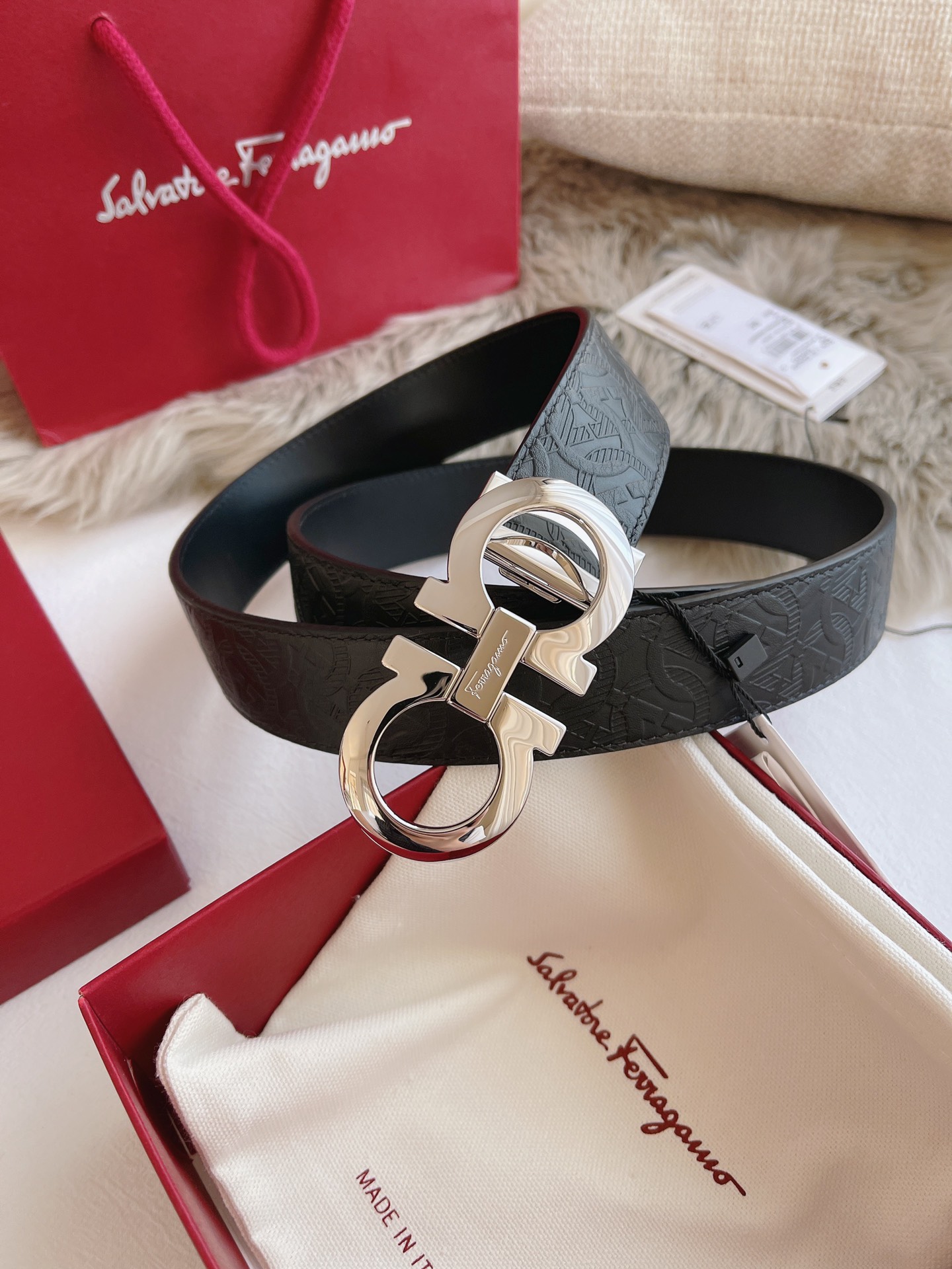 Salvatore Ferragamo Male Leather Belt Black M