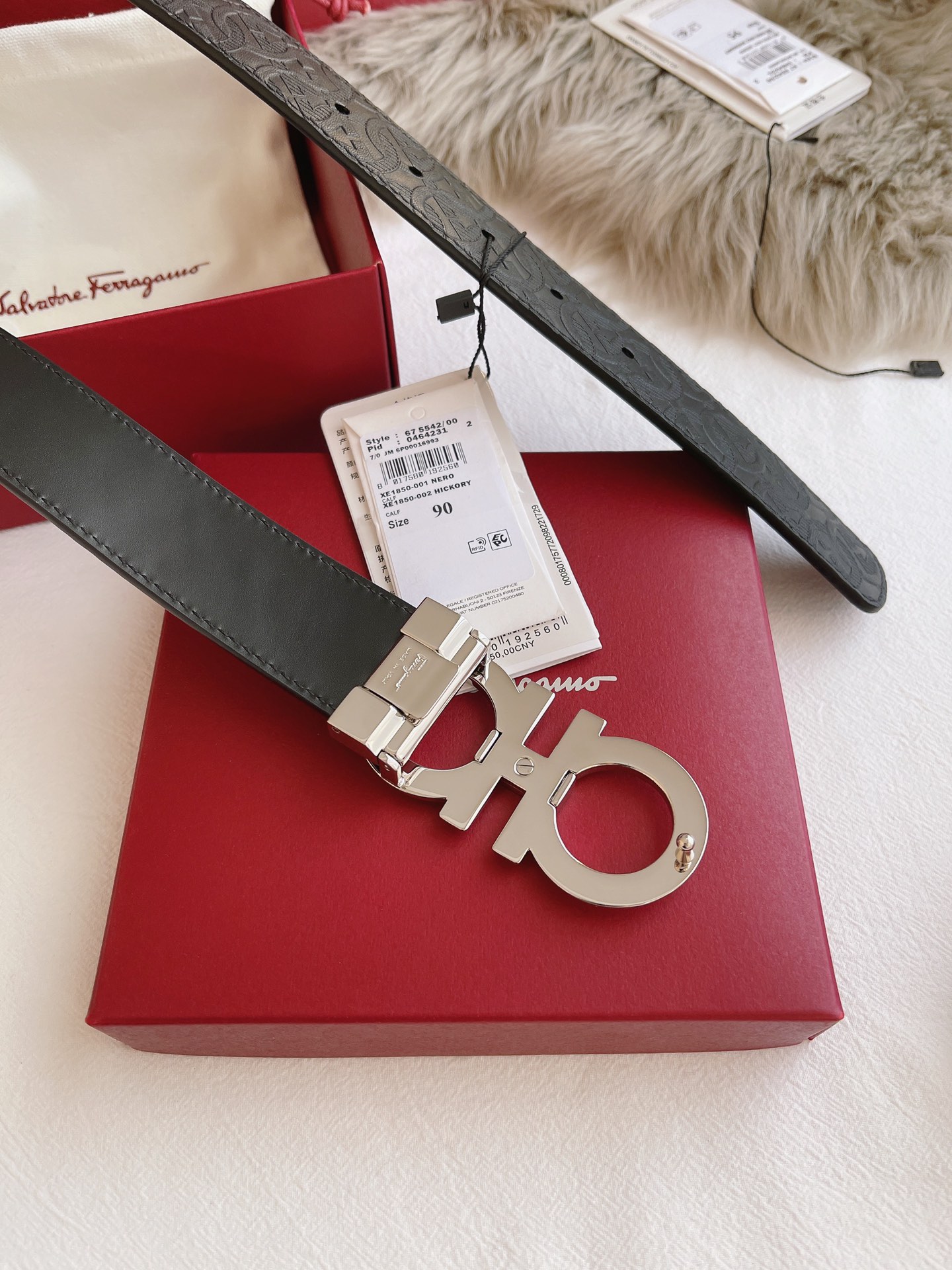 Salvatore Ferragamo Male Leather Belt Black M