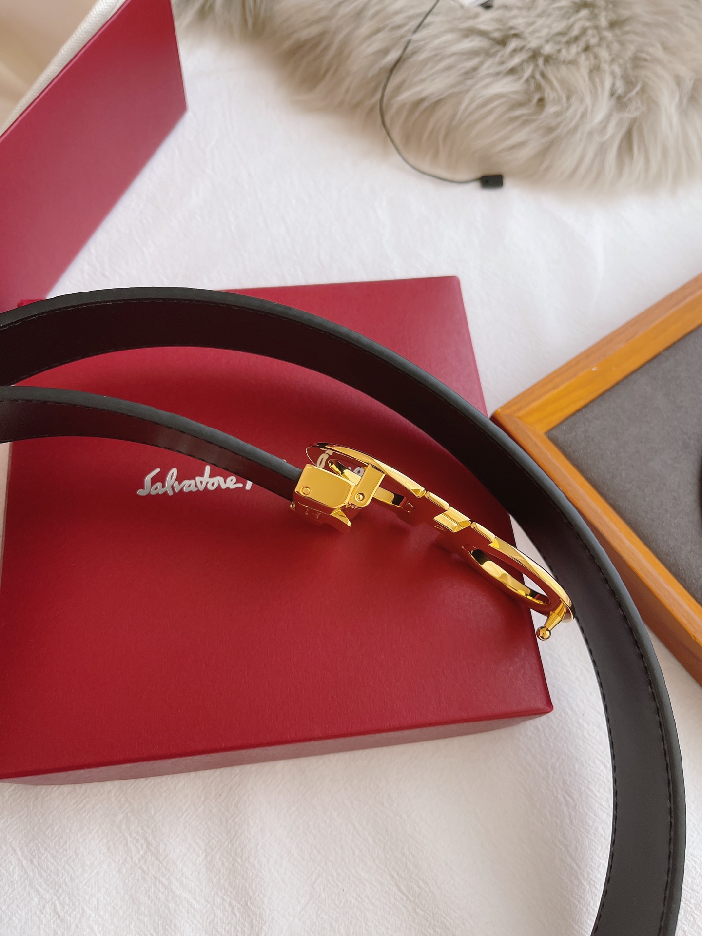 Salvatore Ferragamo Male Leather Belt Black M