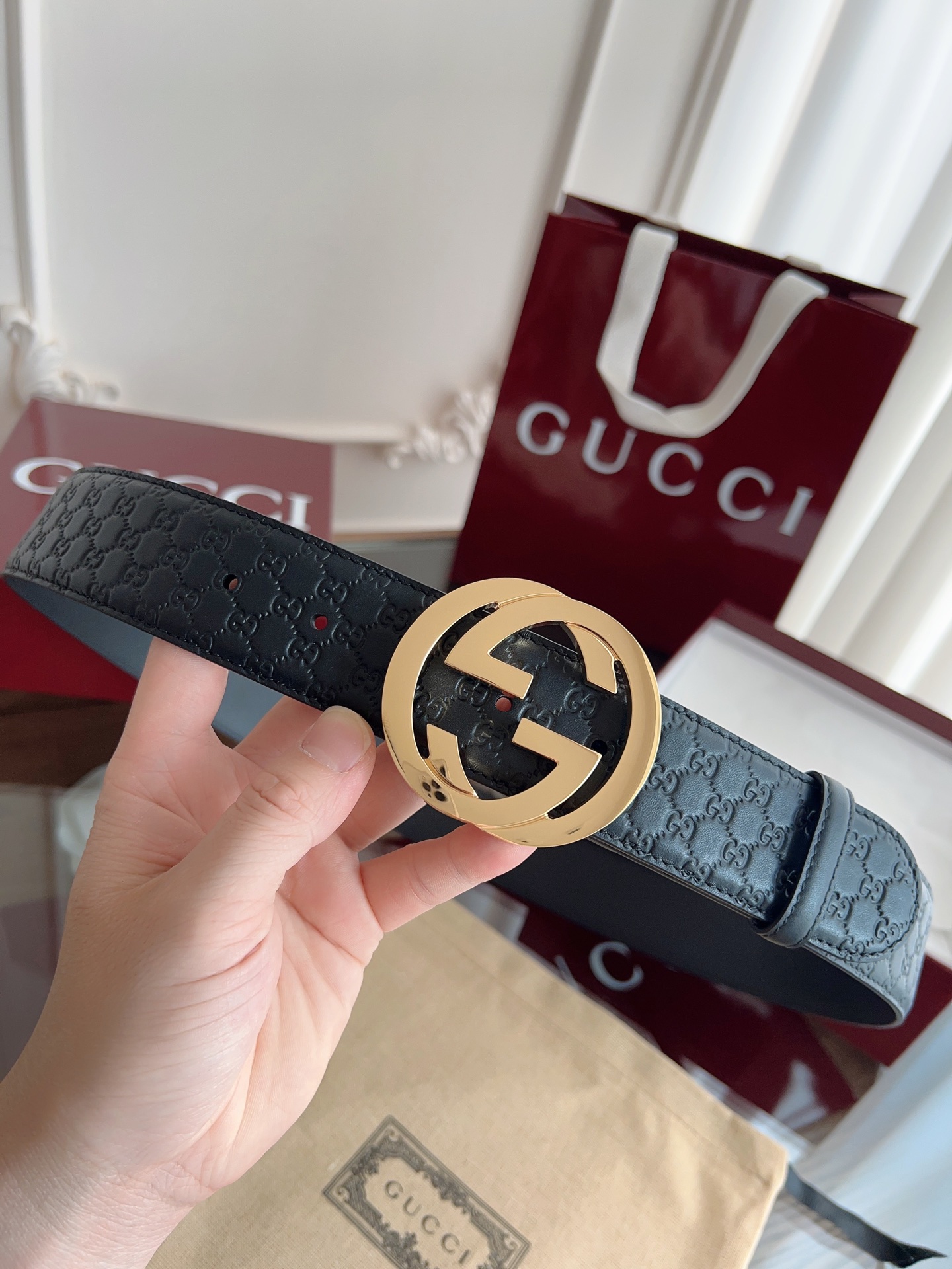 Gucci Basic Belt Cow Leather M-l