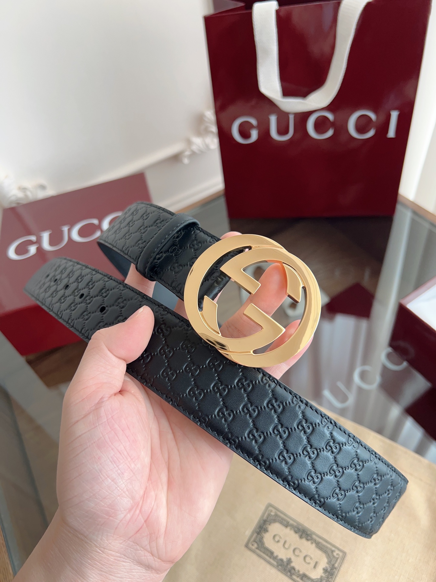 Gucci Basic Belt Cow Leather M-l
