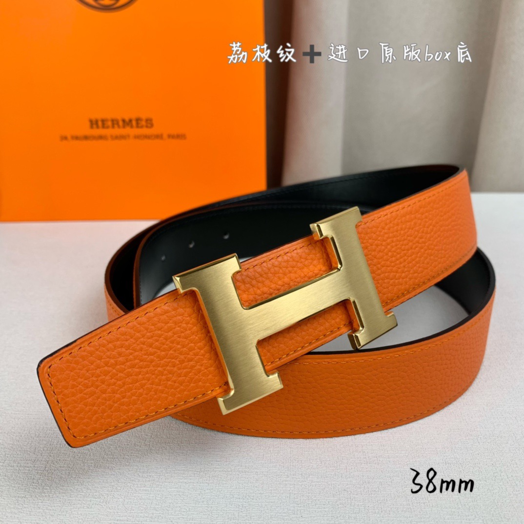 Hermès Basic Belt Top Grain Leather 38cm-13514-m