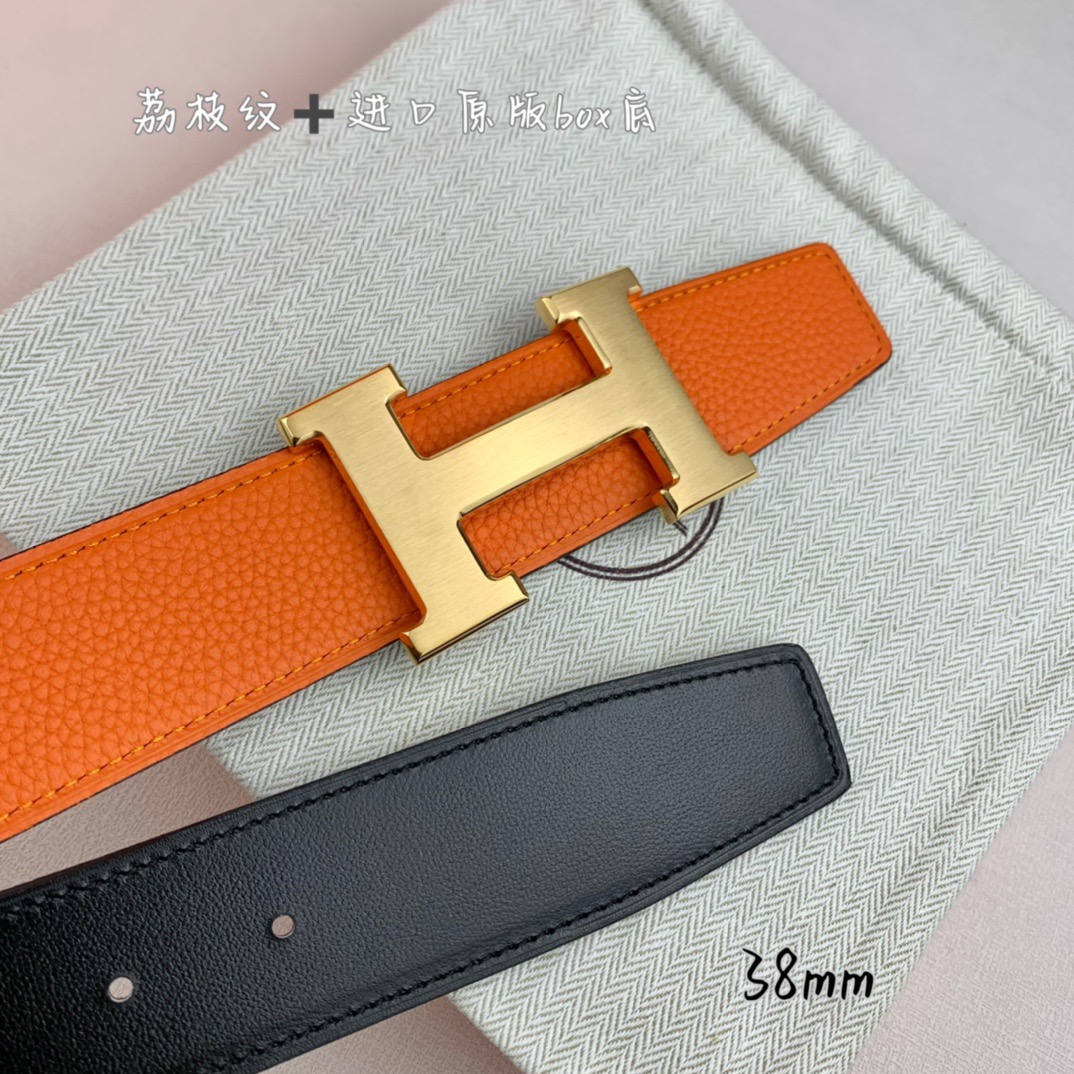 Hermès Basic Belt Top Grain Leather 38cm-13514-m