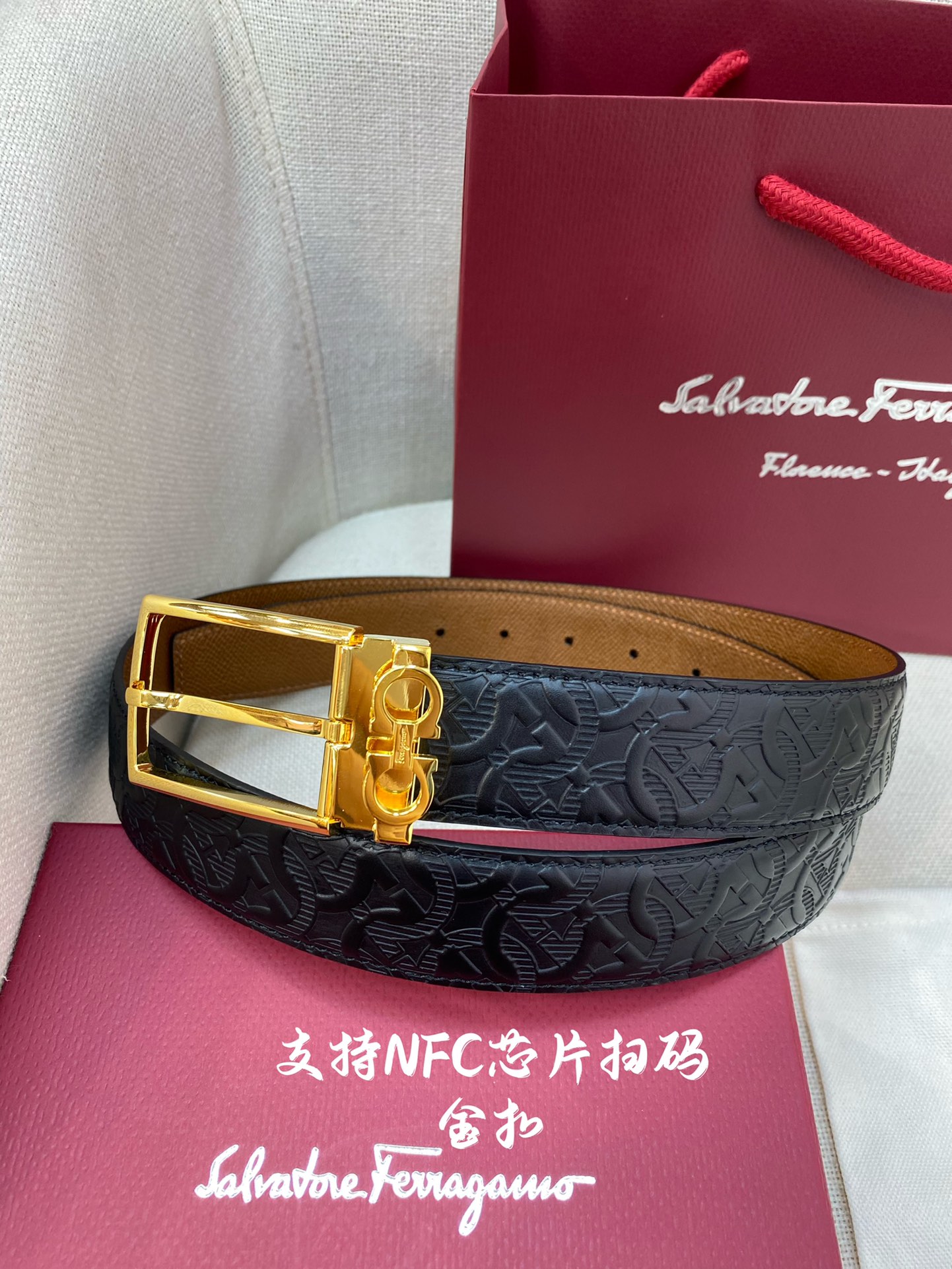 Salvatore Ferragamo Male Leather Belt Cow Leather 13514-m