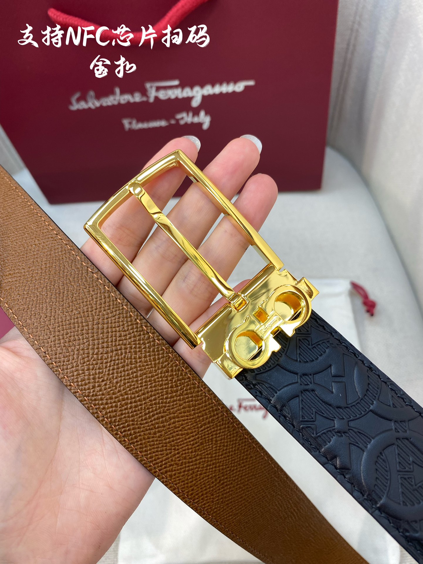 Salvatore Ferragamo Male Leather Belt Cow Leather 13514-m