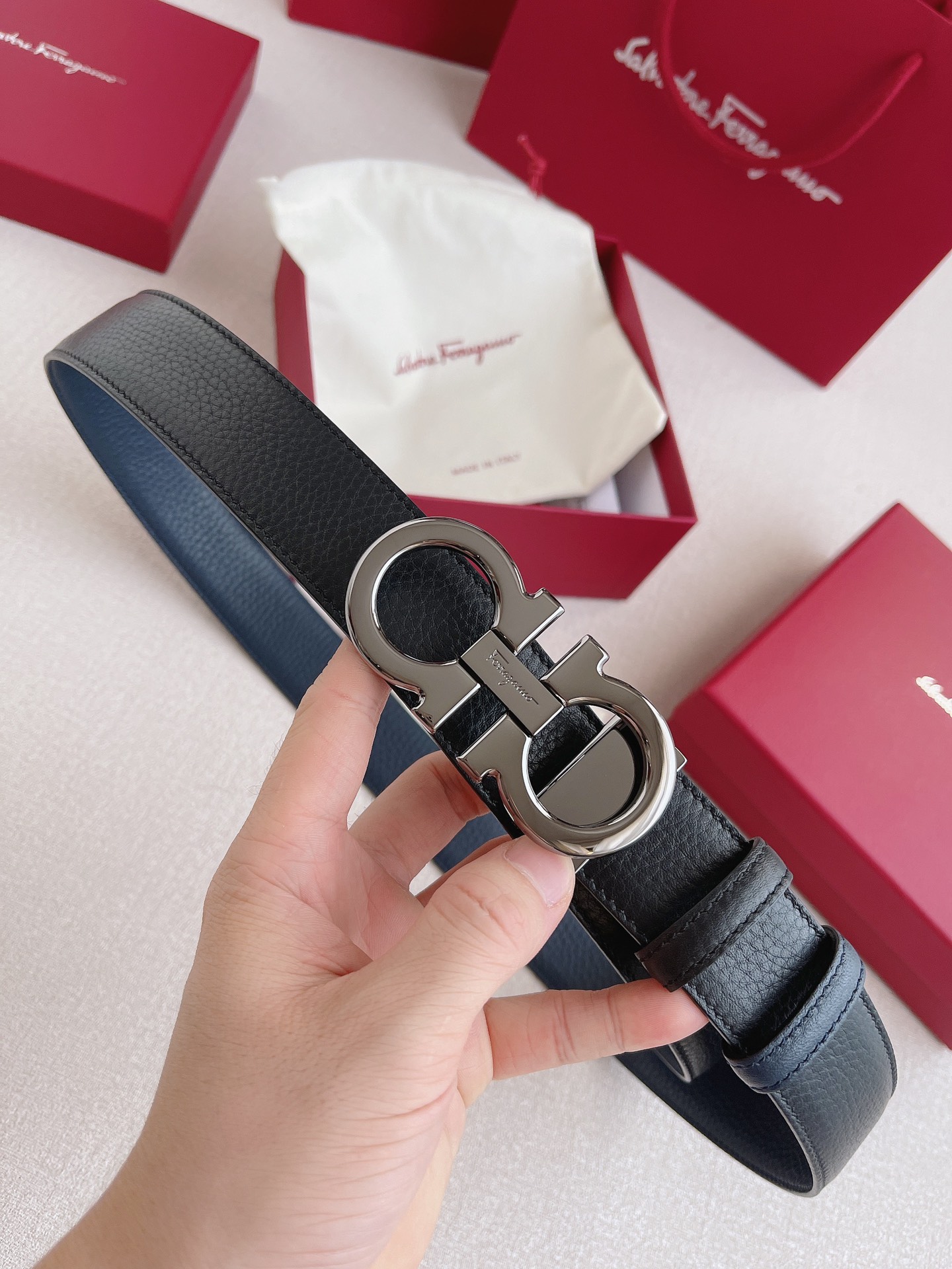 Salvatore Ferragamo Leather Belt 35mm-s-m-l