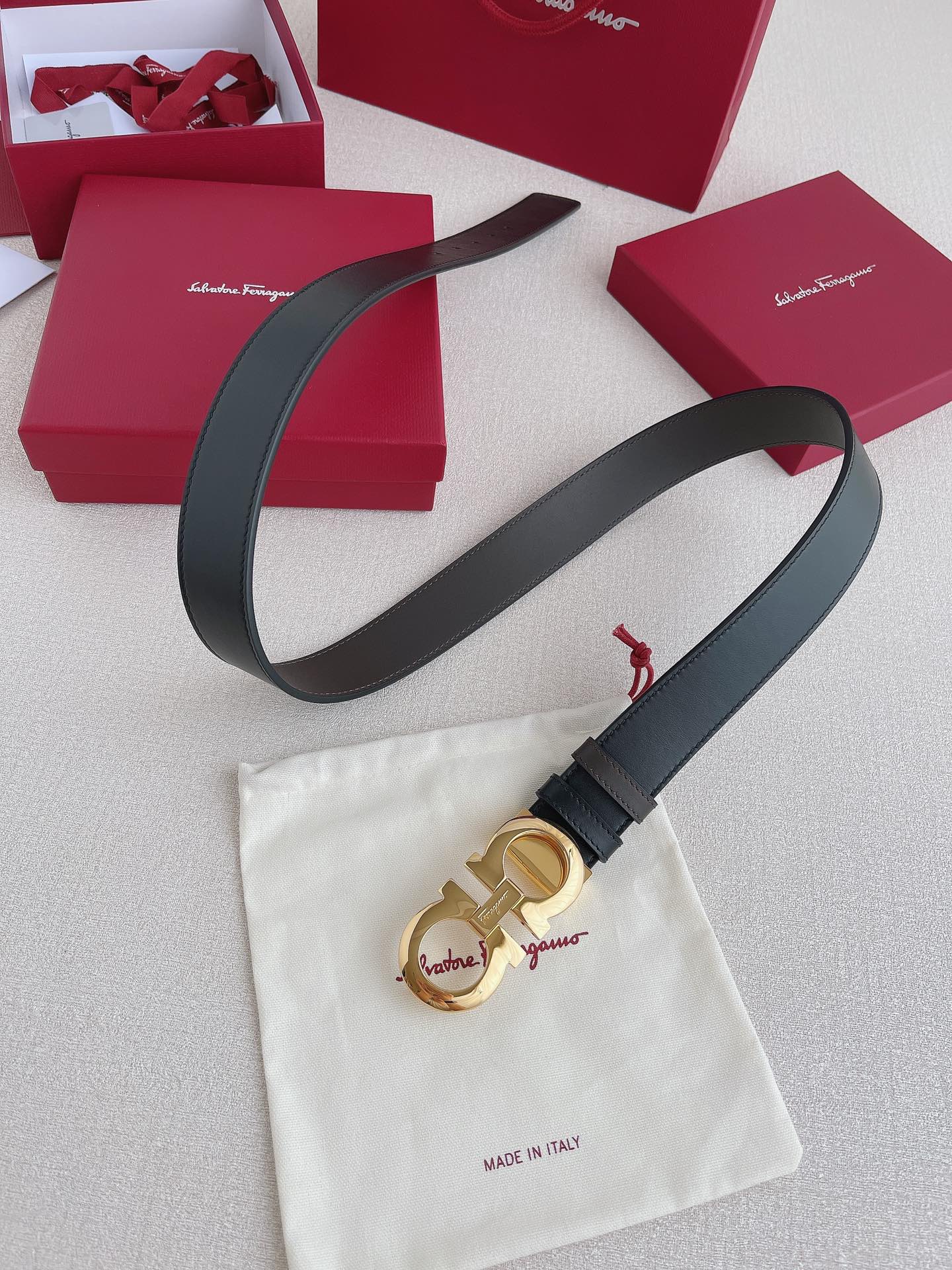 Salvatore Ferragamo Leather Belt Adjustable 35mm-m