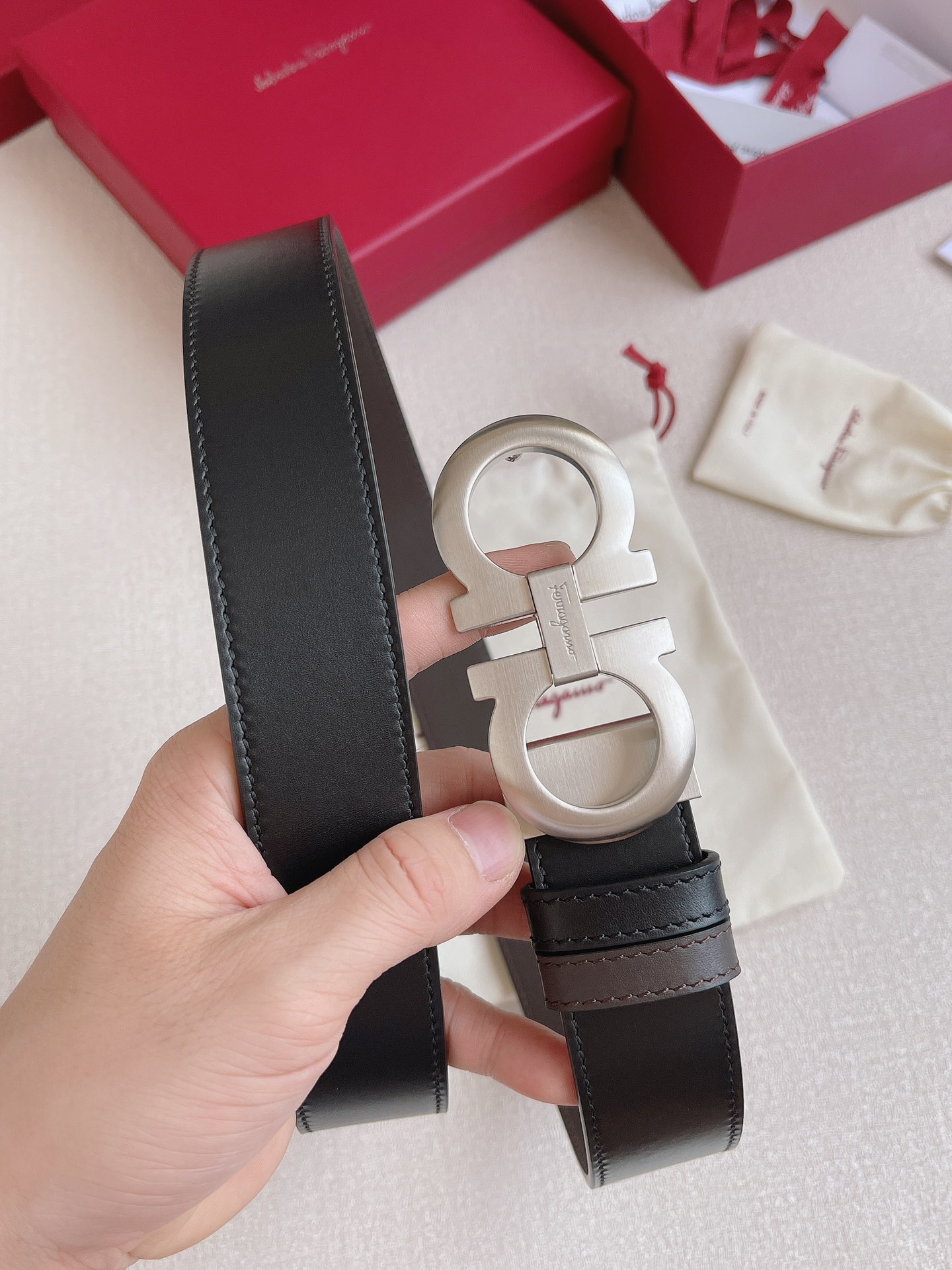 Salvatore Ferragamo Leather Belt Adjustable 35mm-m