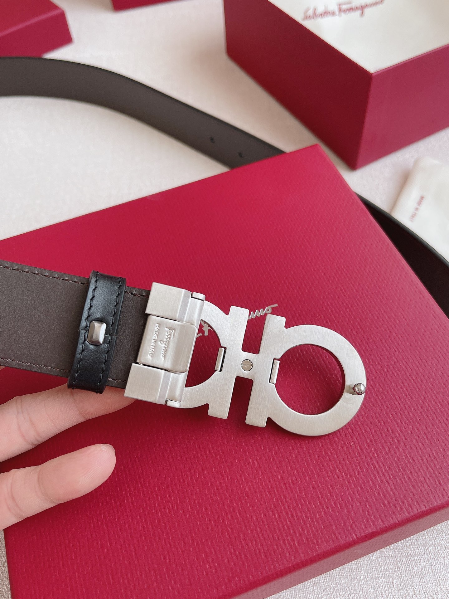 Salvatore Ferragamo Leather Belt Adjustable 35mm-m