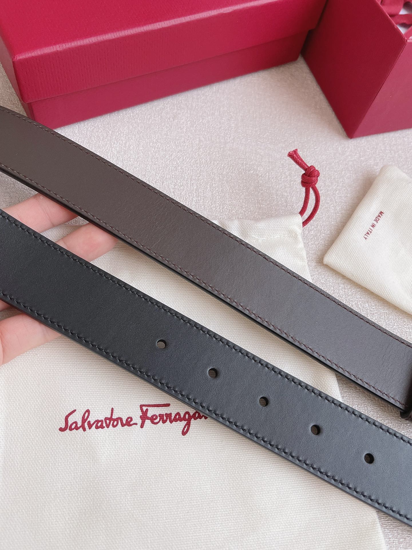 Salvatore Ferragamo Leather Belt Adjustable 35mm-m