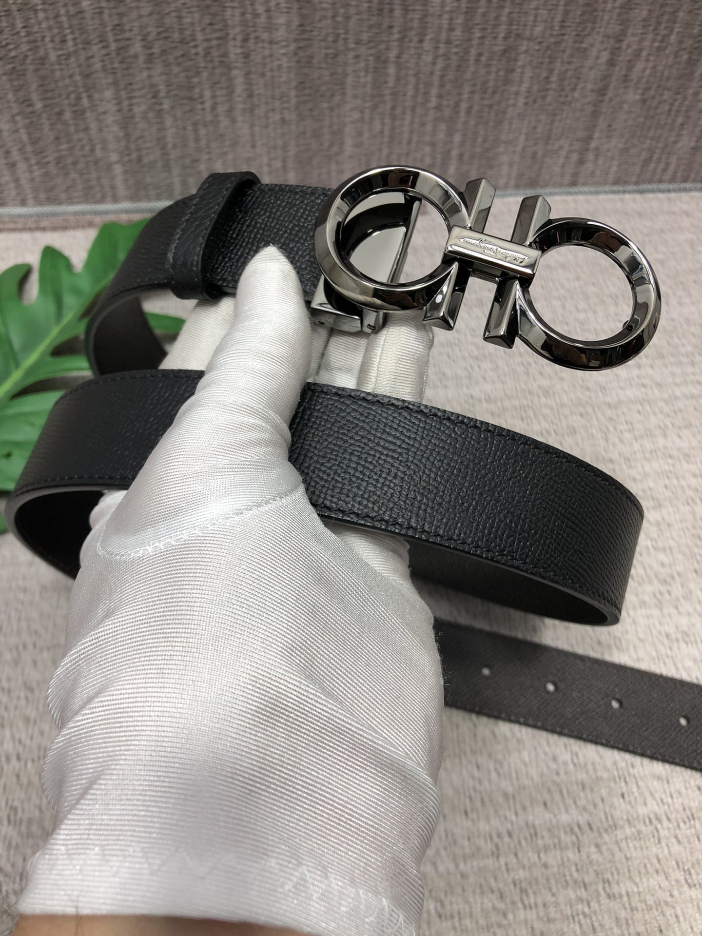 Salvatore Ferragamo Basic Belt Top Grain Leather Black