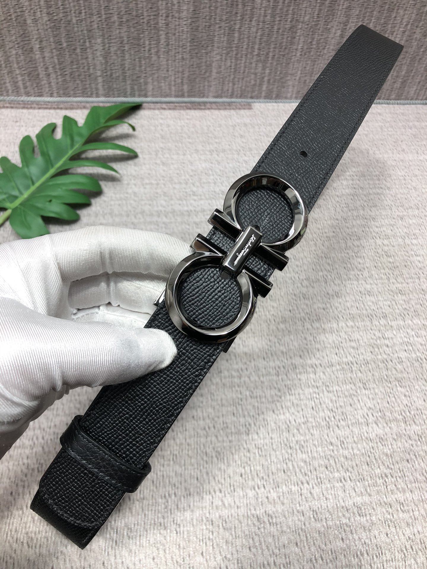 Salvatore Ferragamo Basic Belt Top Grain Leather Black