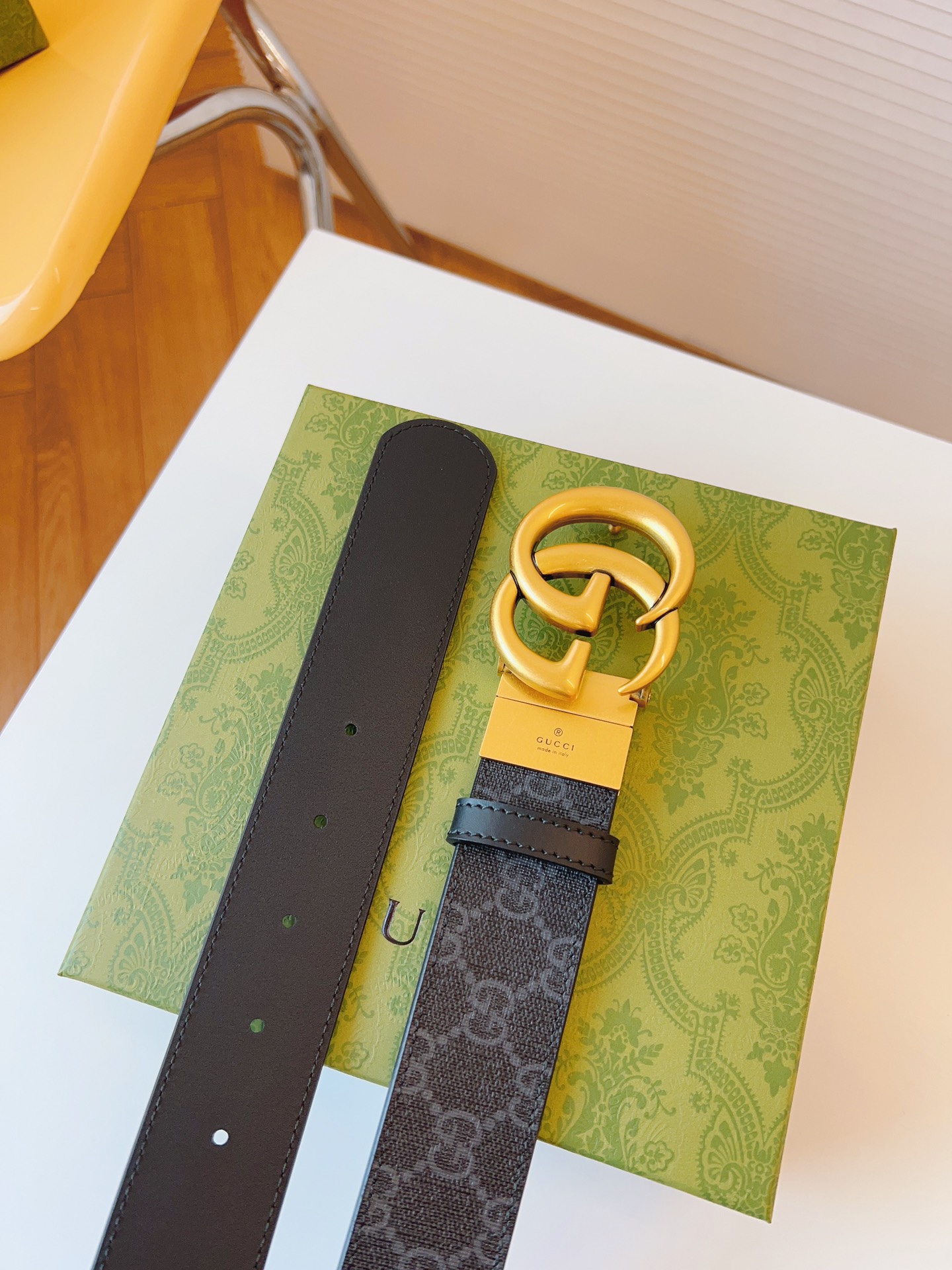 Gucci Leather Belt Canvas Black 38mm-s-m