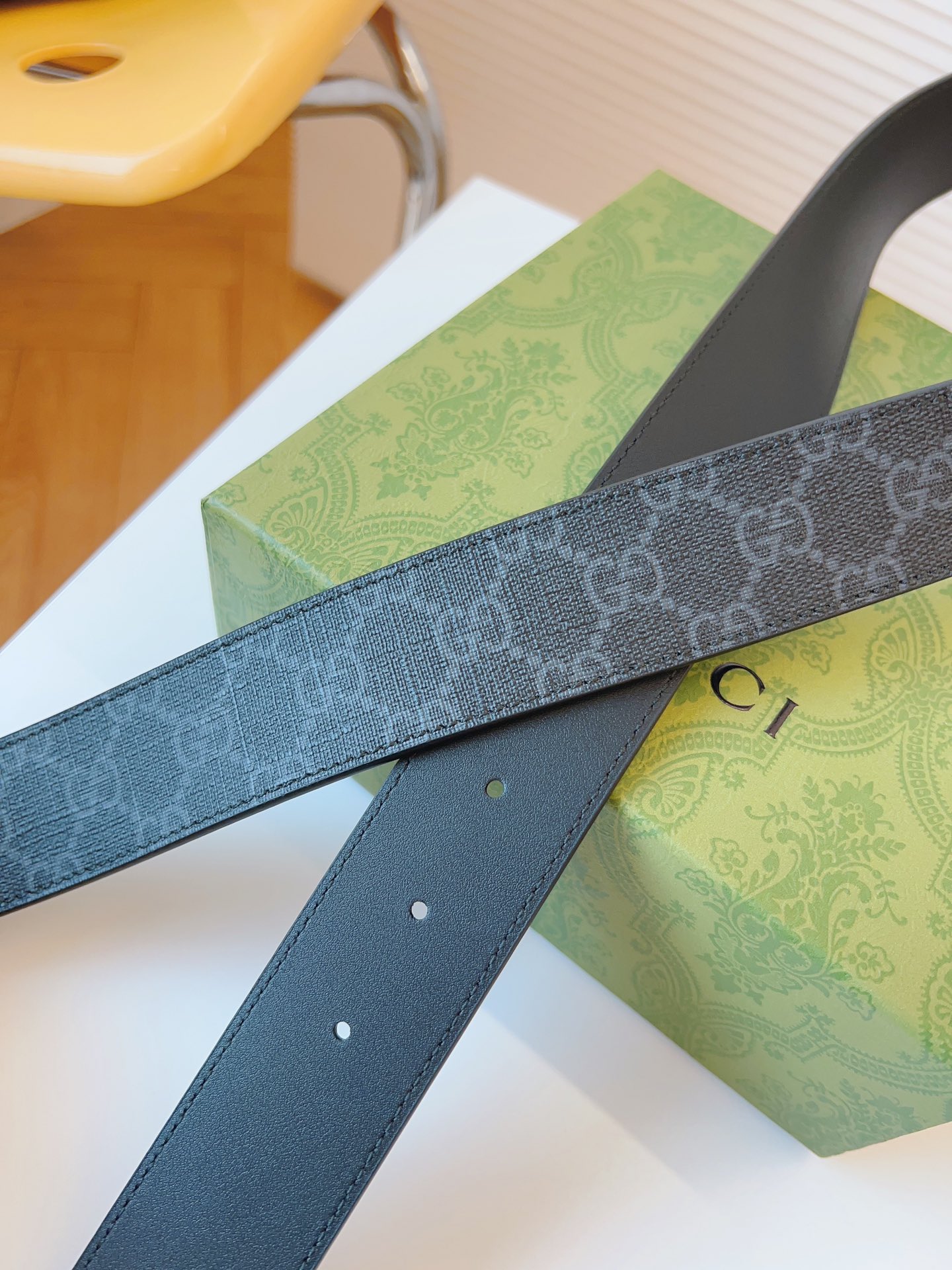 Gucci Leather Belt Canvas Black 38mm-s-m