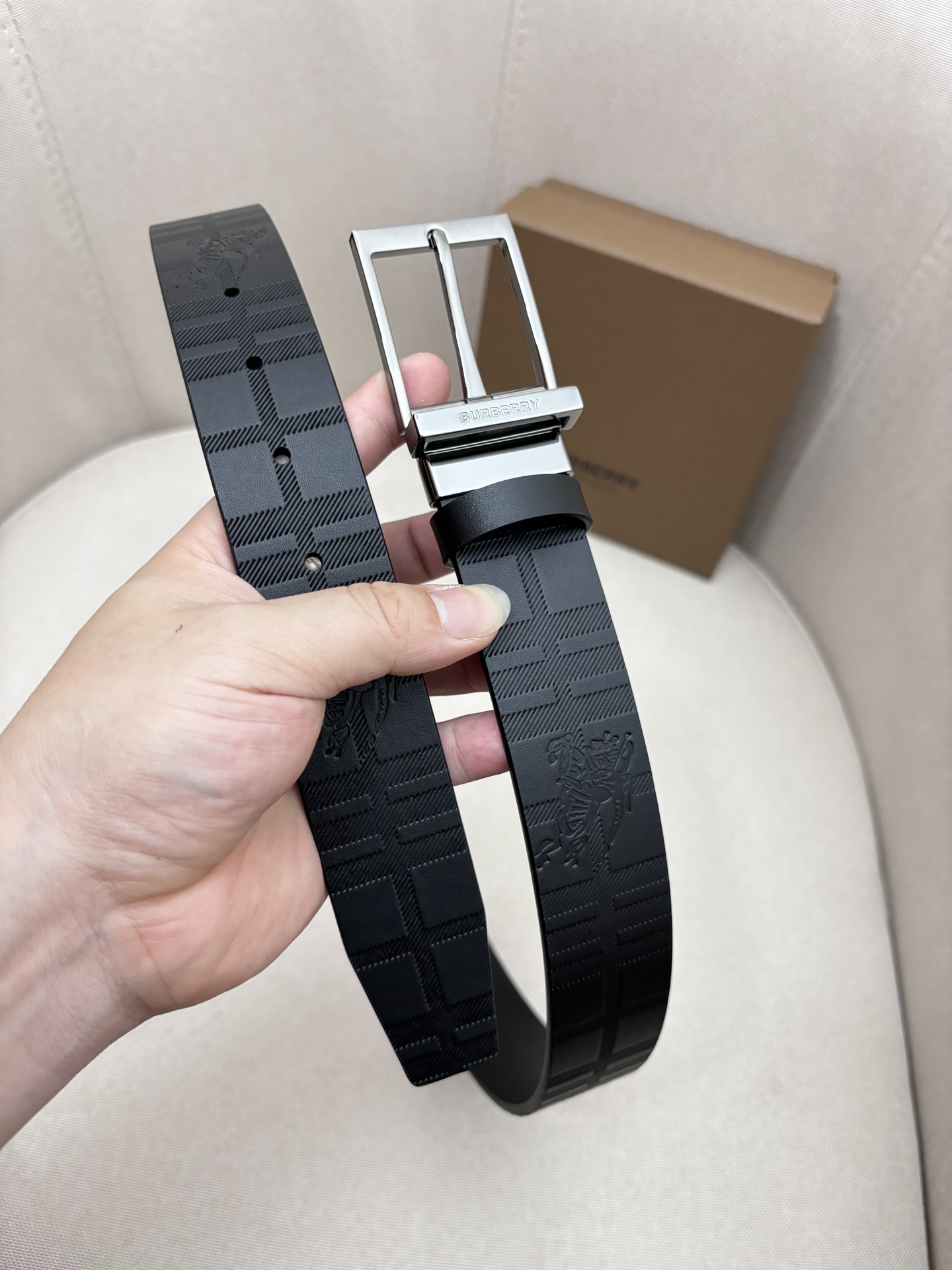 Burberry Male Leather Belt Top Grain Leather M