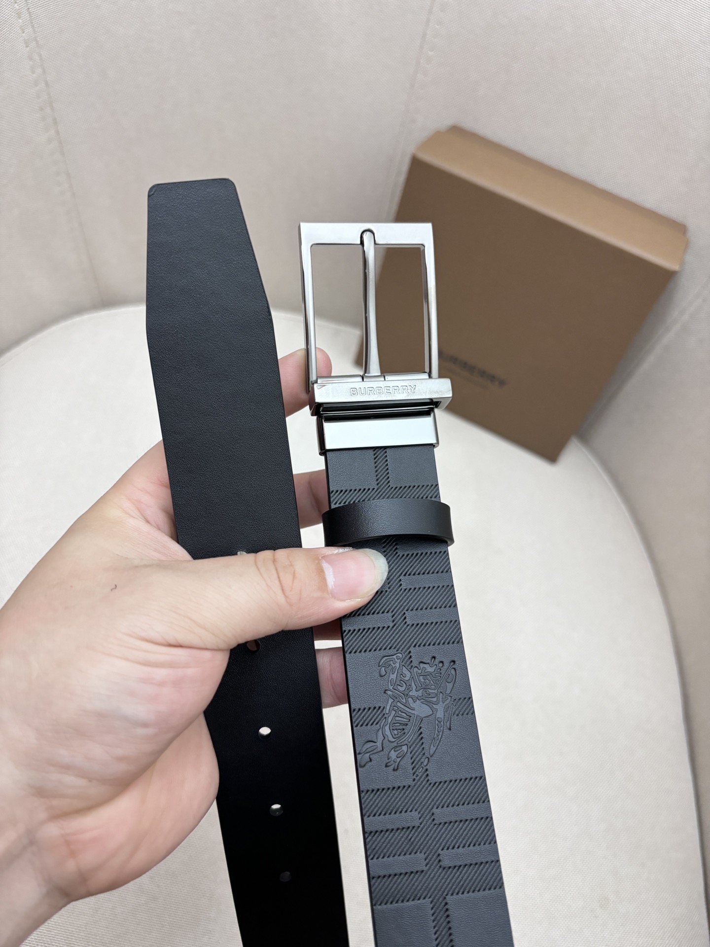 Burberry Male Leather Belt Top Grain Leather M