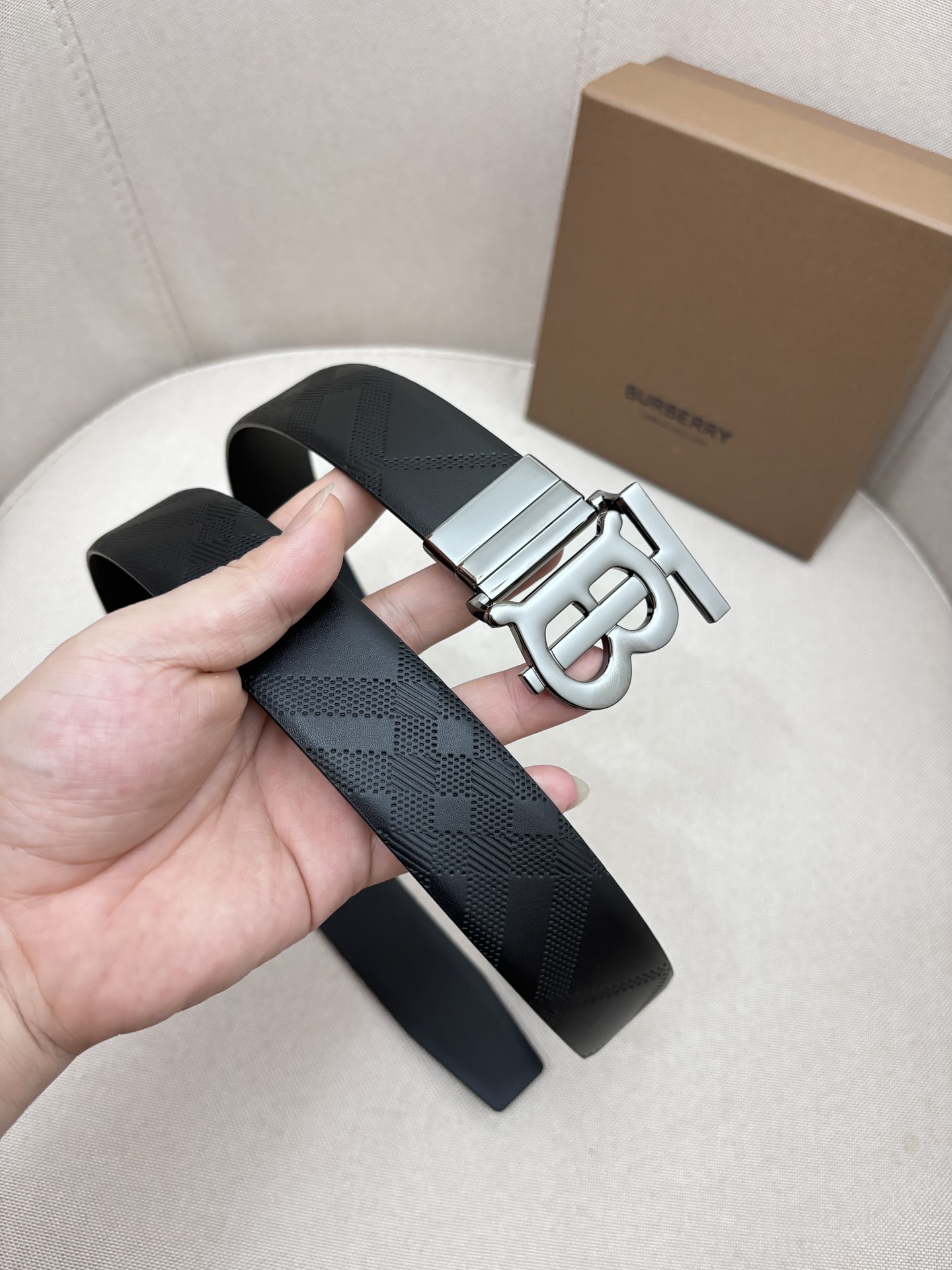 Burberry Male Leather Belt Top Grain Leather M