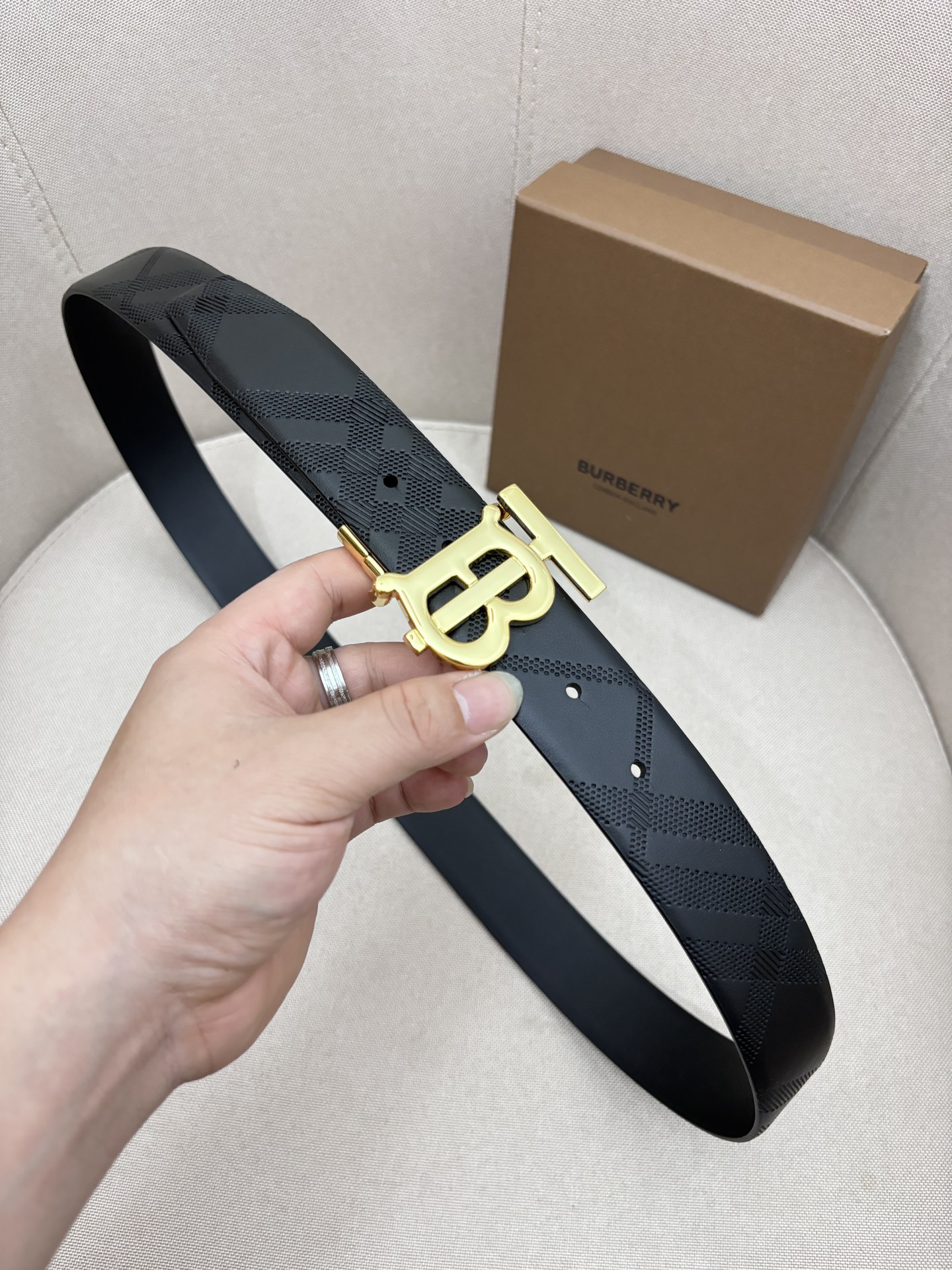 Burberry Male Leather Belt Top Grain Leather M