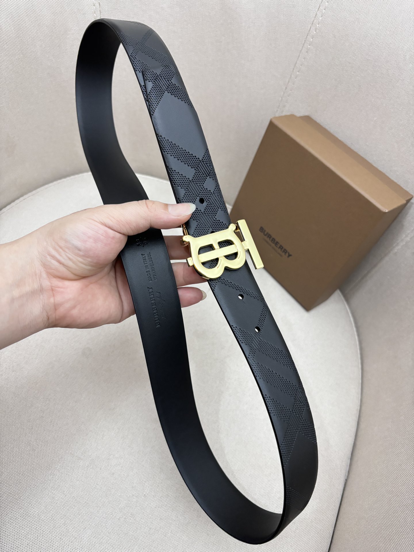 Burberry Male Leather Belt Top Grain Leather M