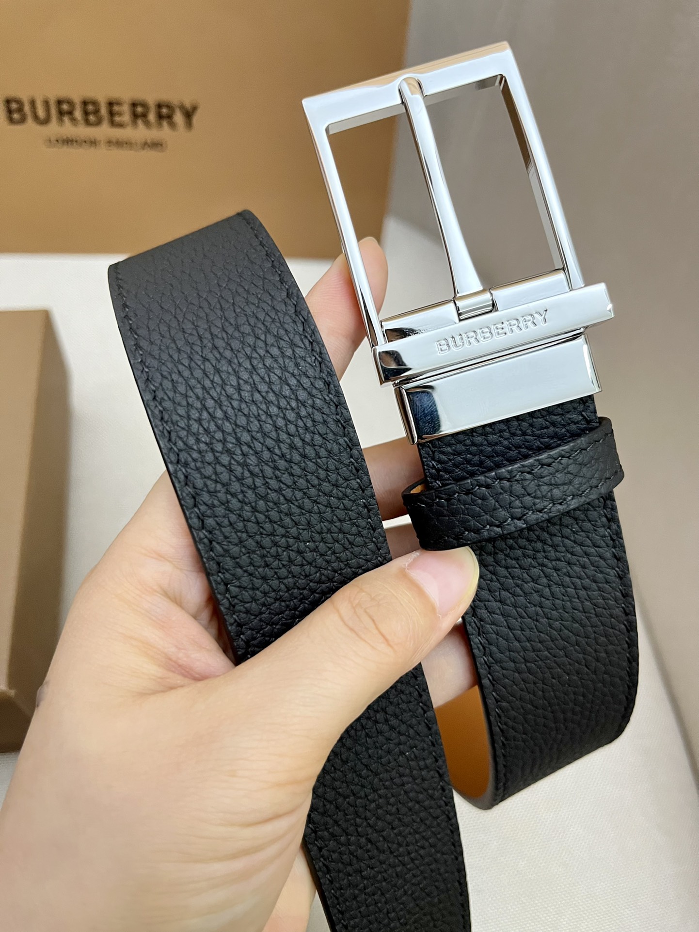 Burberry Male Leather Belt Top Grain Leather M