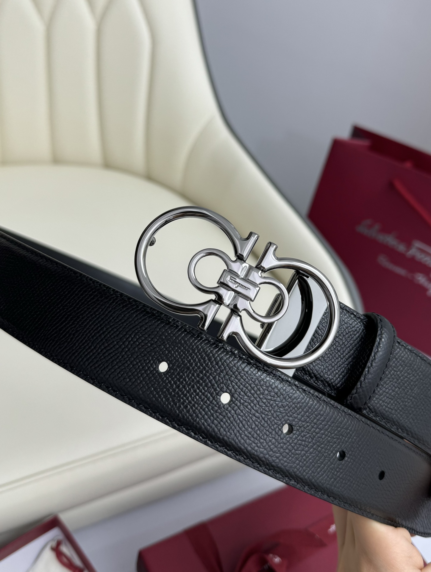 Salvatore Ferragamo Male Leather Belt Top Grain Leather M