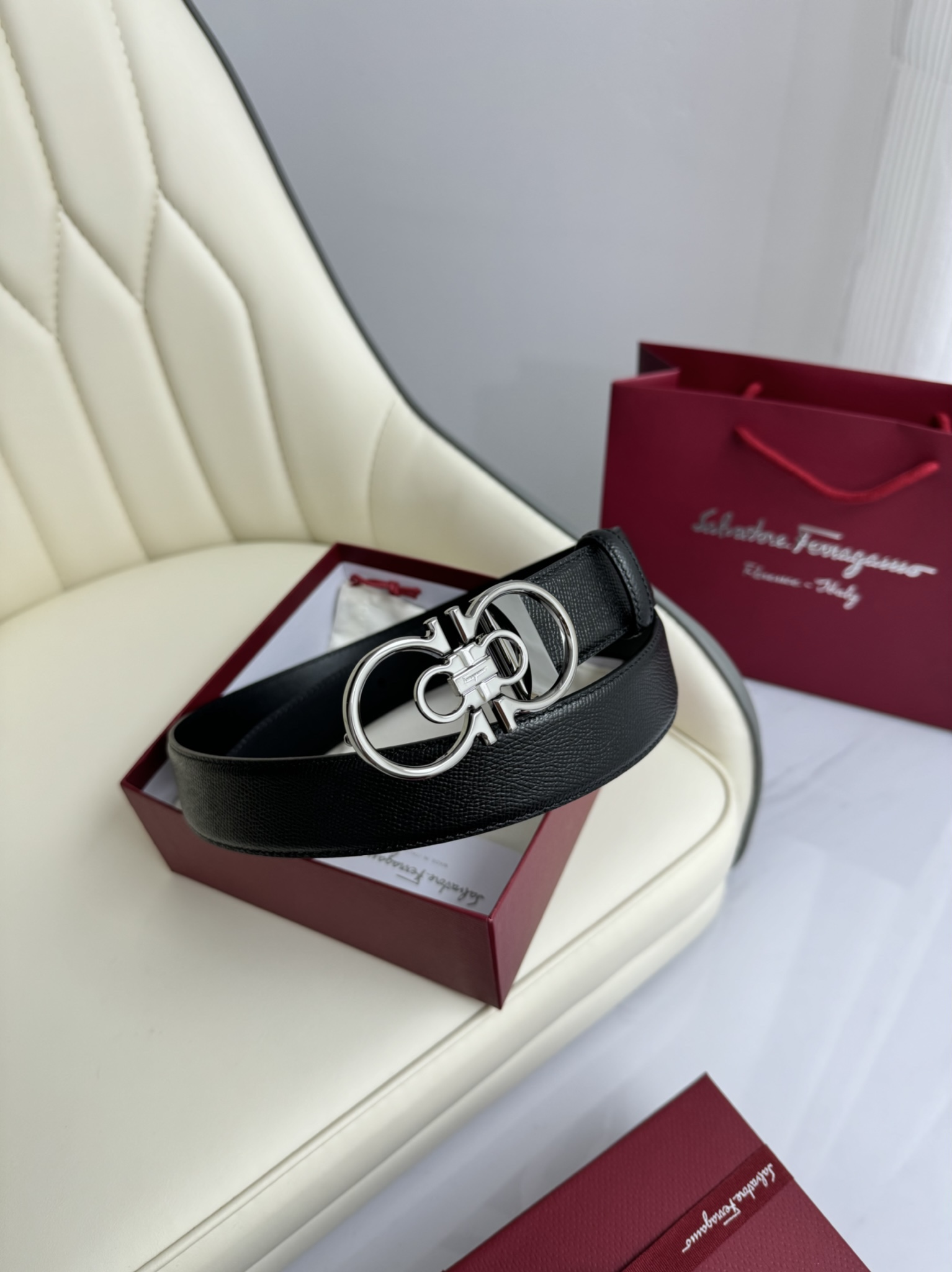 Salvatore Ferragamo Male Leather Belt Top Grain Leather M