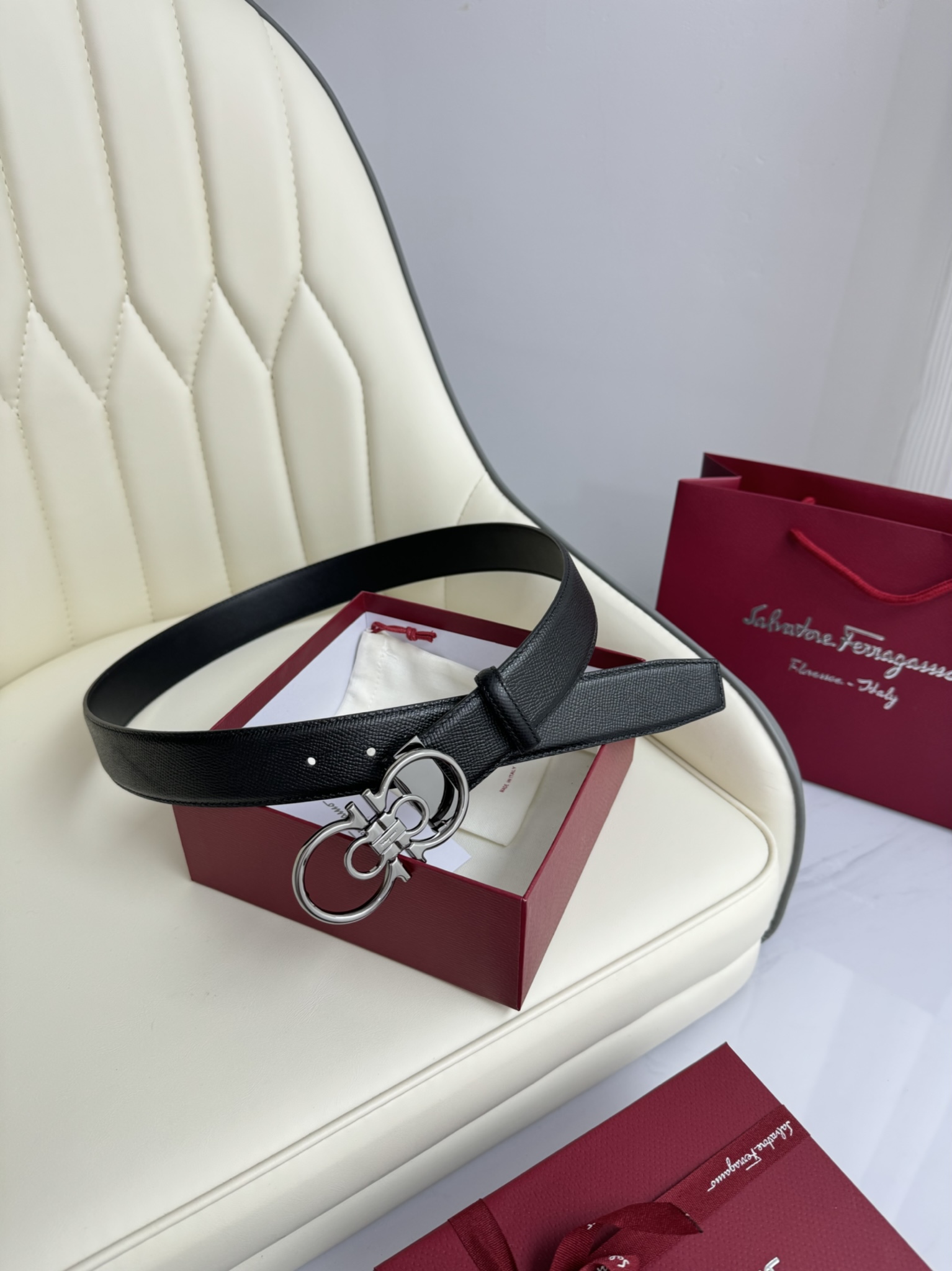 Salvatore Ferragamo Male Leather Belt Top Grain Leather M