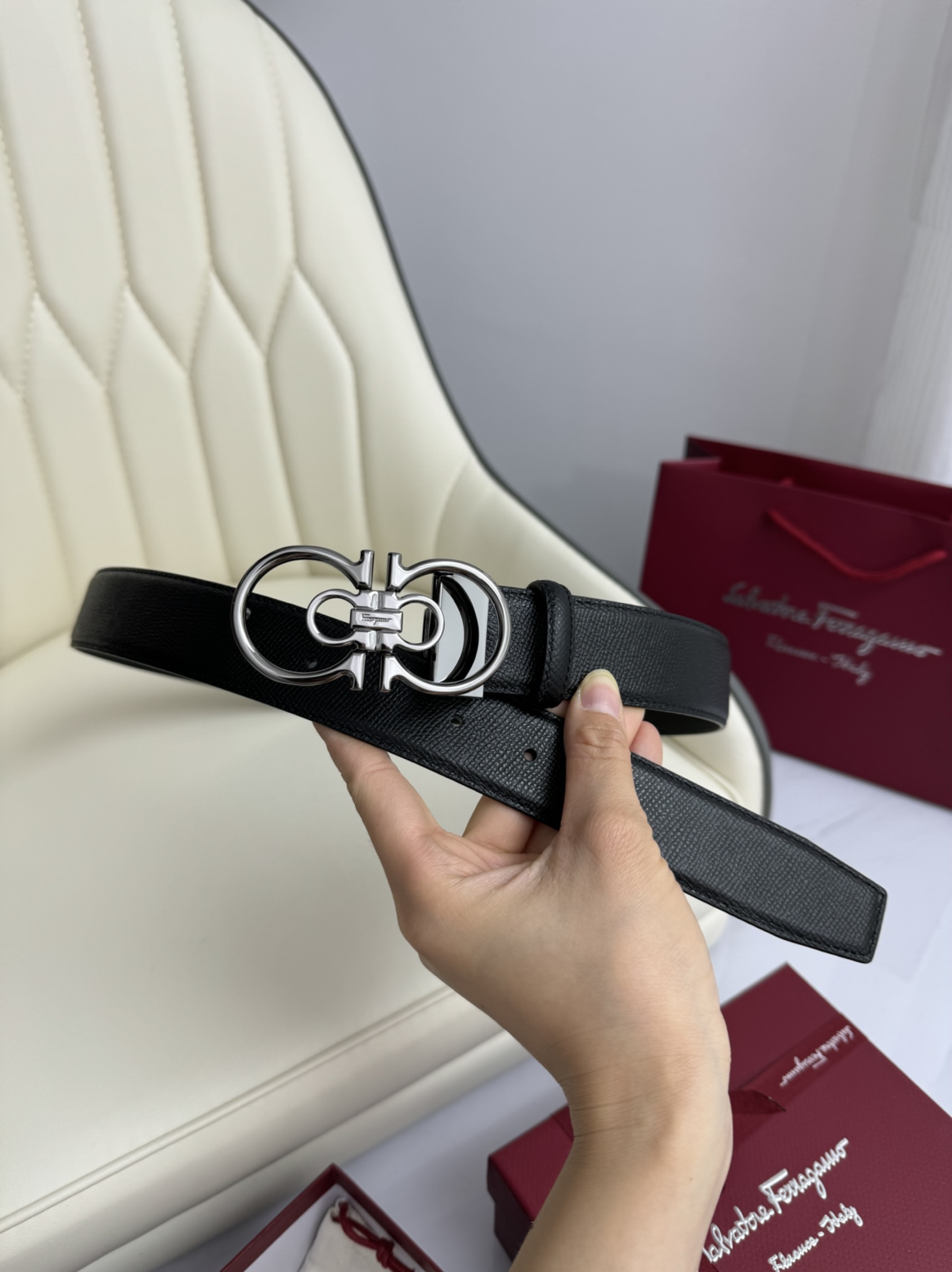 Salvatore Ferragamo Male Leather Belt Top Grain Leather M