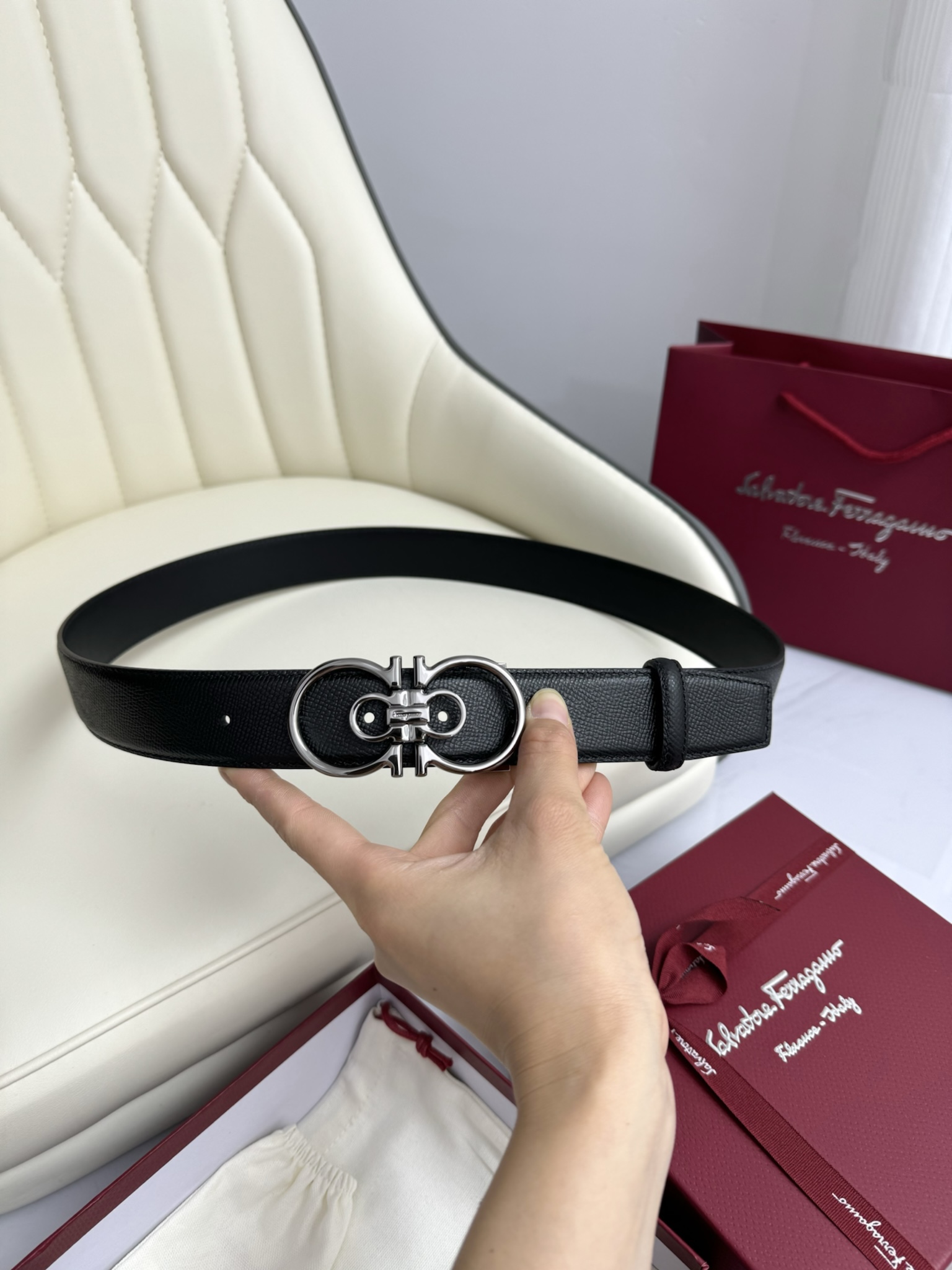 Salvatore Ferragamo Male Leather Belt Top Grain Leather M