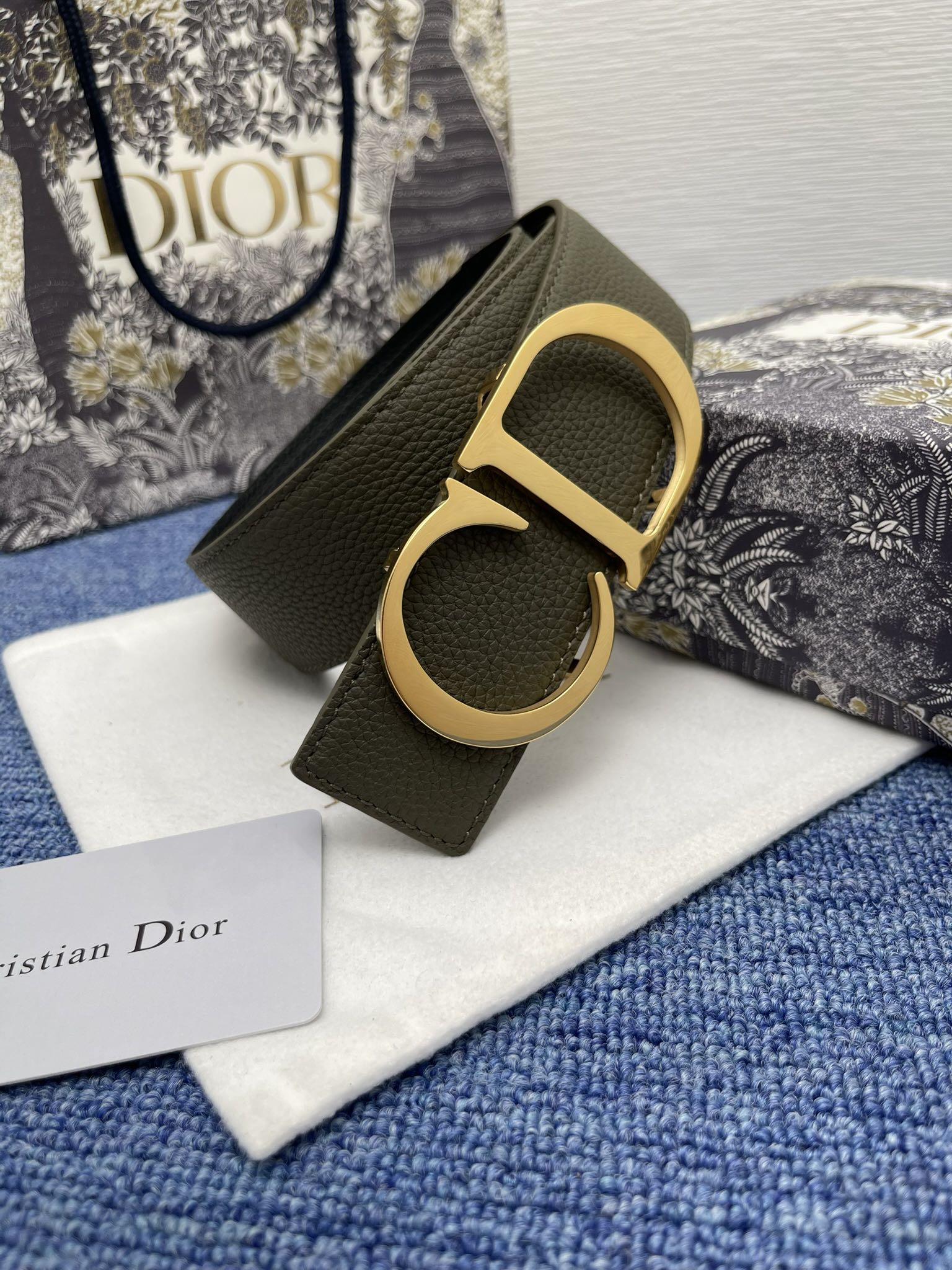 Dior Male Basic Belt Cow Leather Black Adjustable M