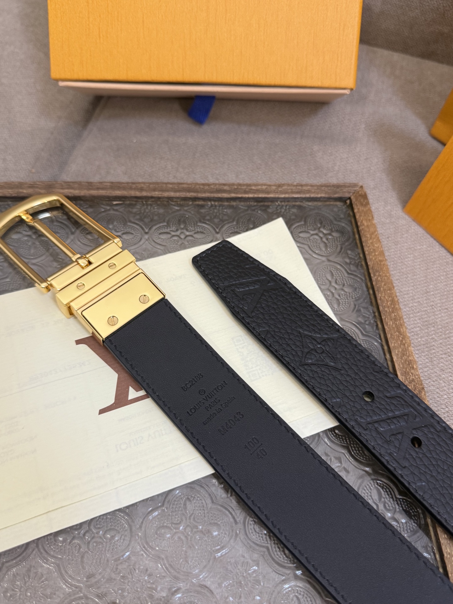 Louis Vuitton Leather Belt Black S-m-l