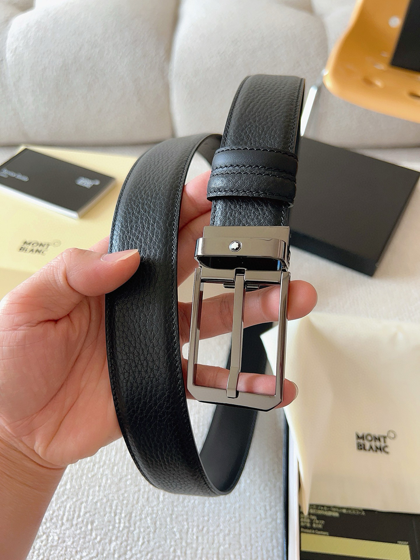 Montblanc Leather Belt Top Grain Leather M-l
