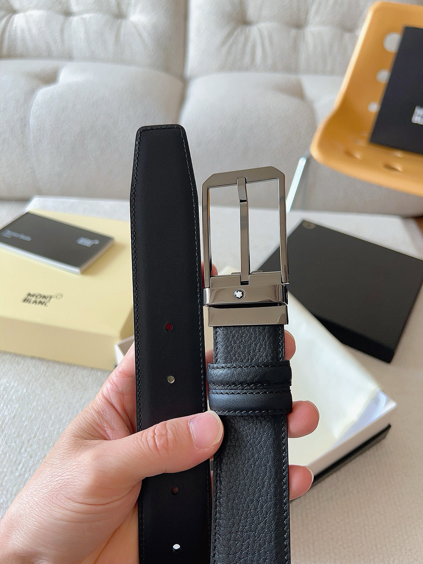 Montblanc Leather Belt Top Grain Leather M-l