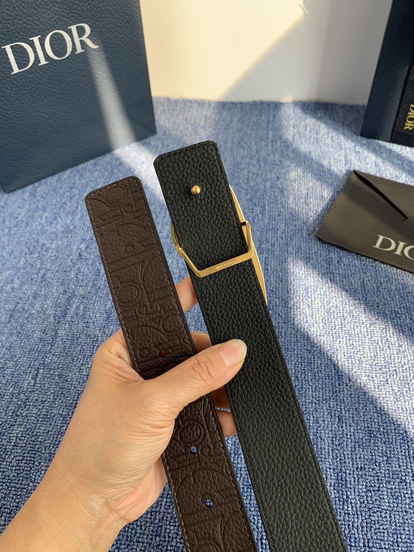 Dior Pin Buckle Belt Cow Leather Black