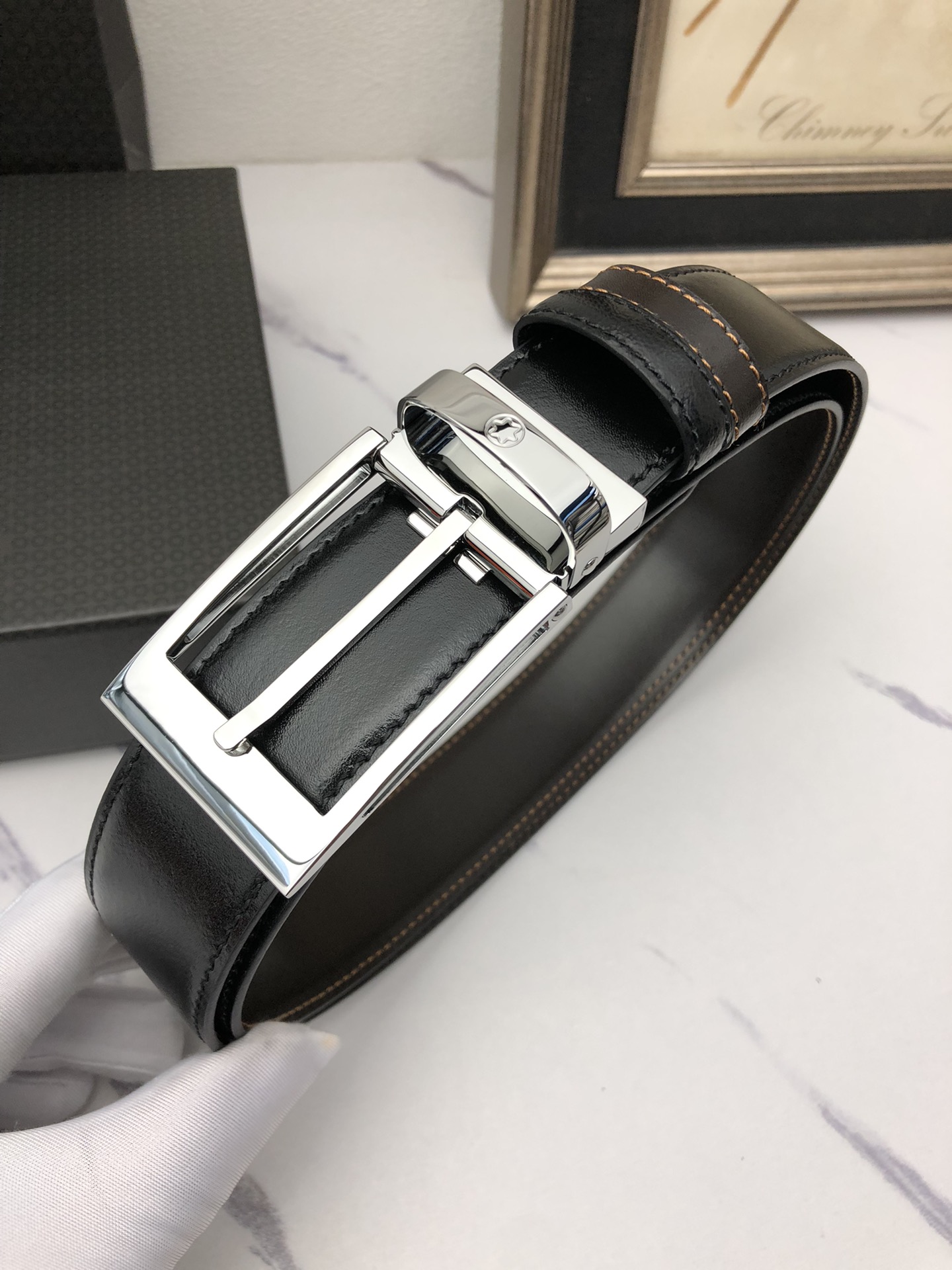 Montblanc Male Basic Belt Cow Leather Black M