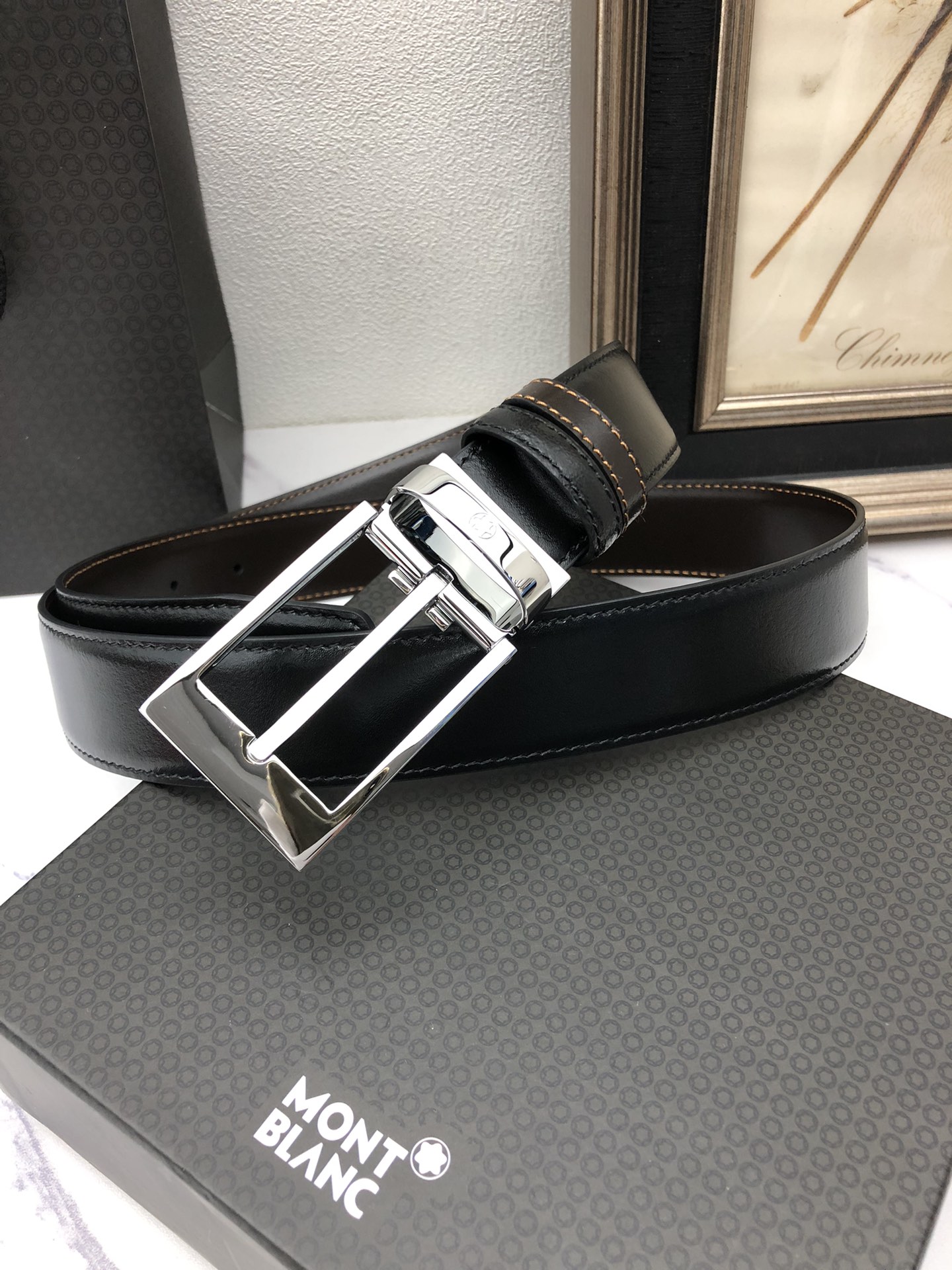 Montblanc Male Basic Belt Cow Leather Black M