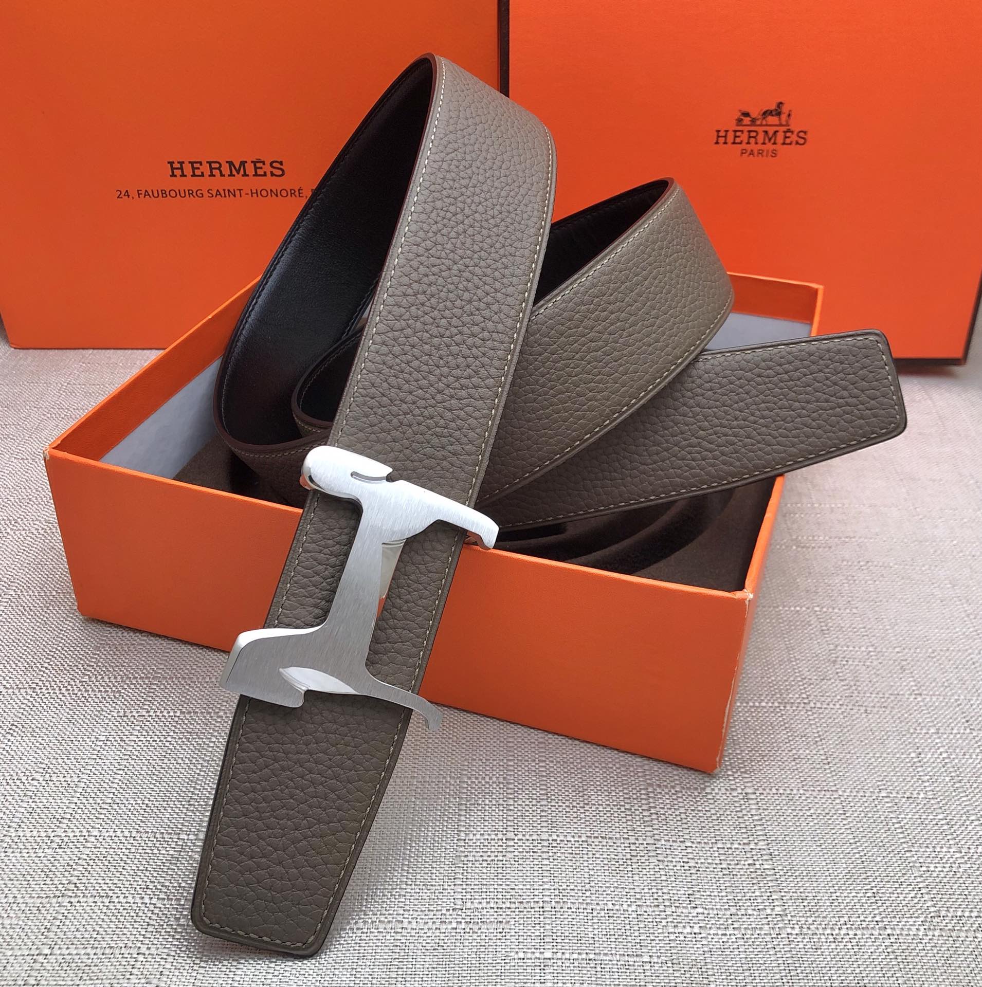 Hermès Basic Belt Top Grain Leather Black 38mm