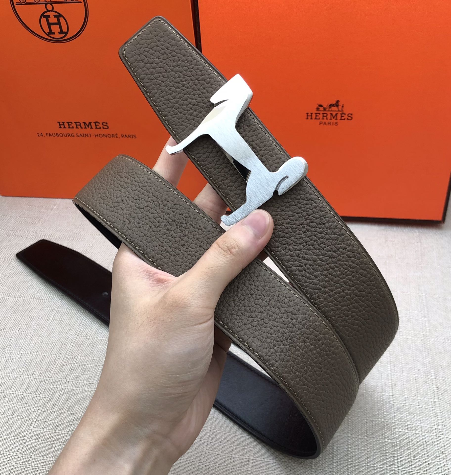 Hermès Basic Belt Top Grain Leather Black 38mm