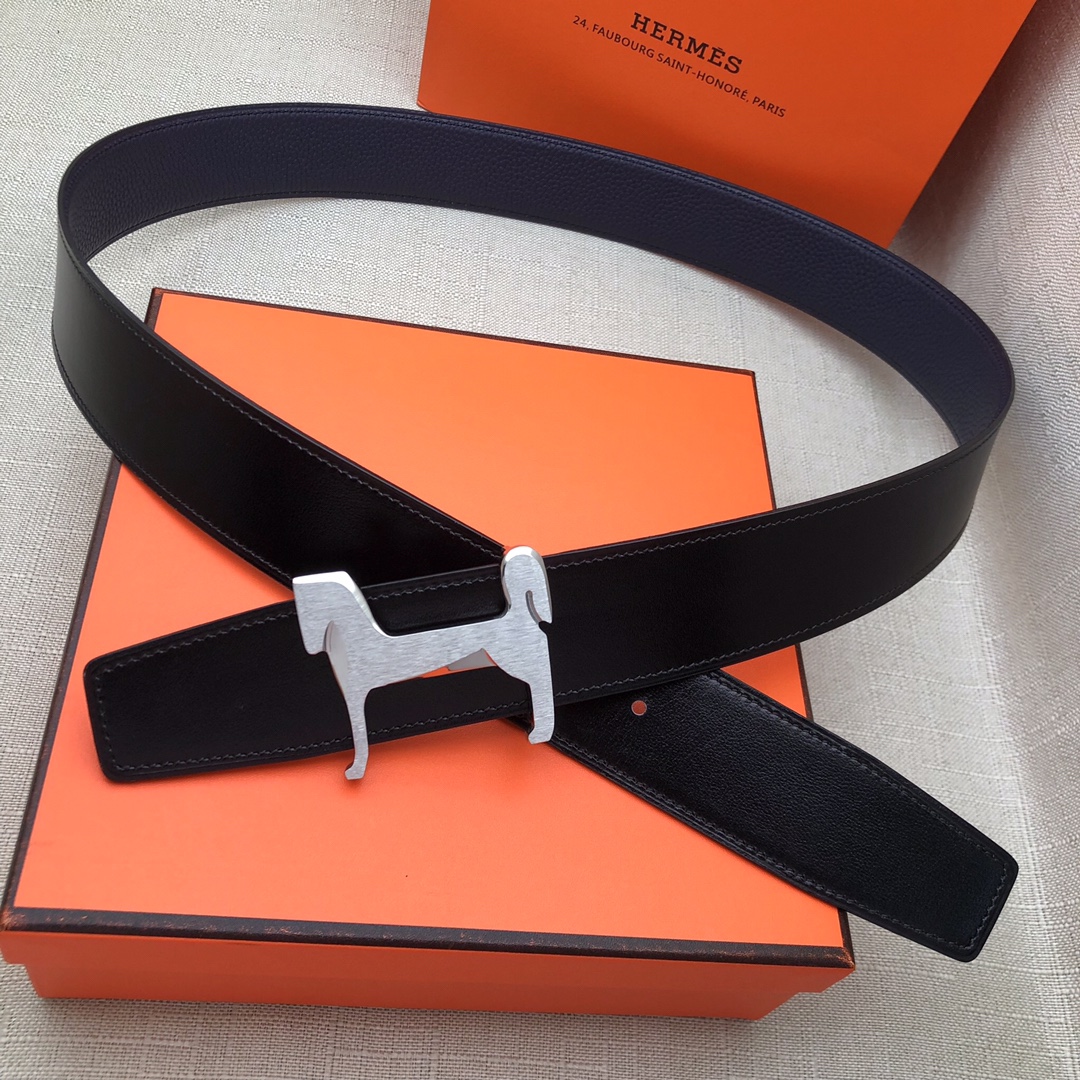 Hermès Basic Belt Top Grain Leather Black 38mm