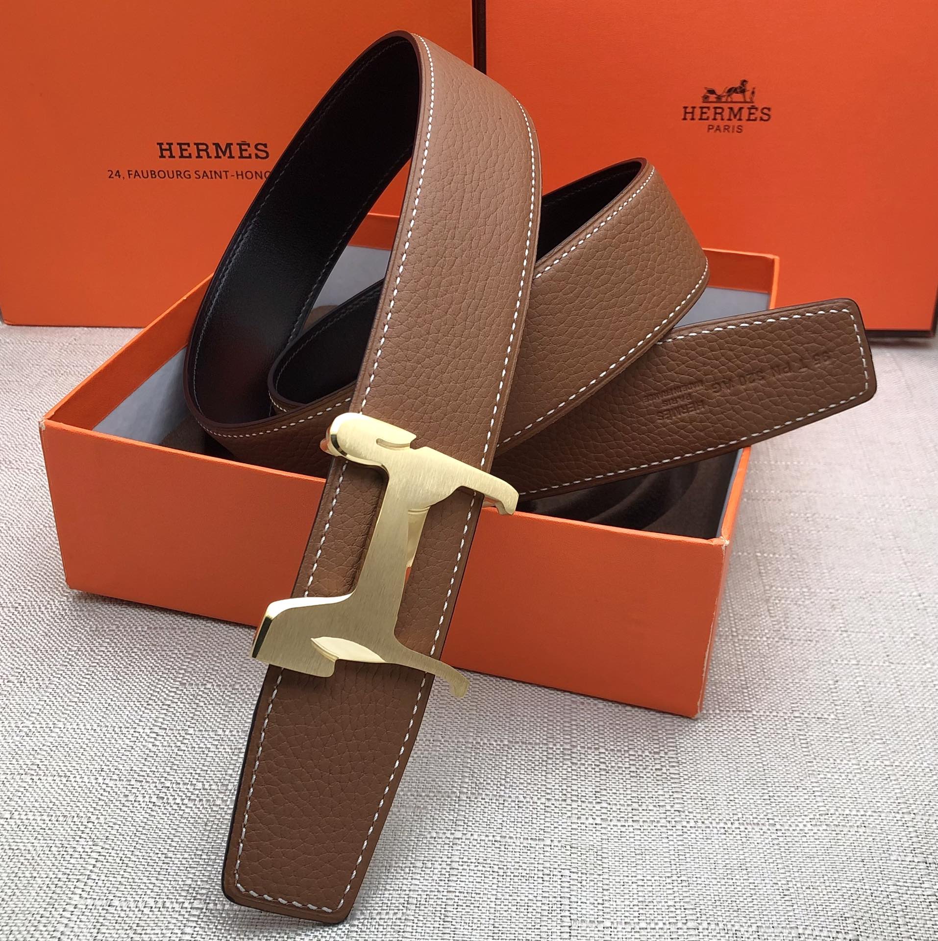 Hermès Basic Belt Top Grain Leather Black 38mm