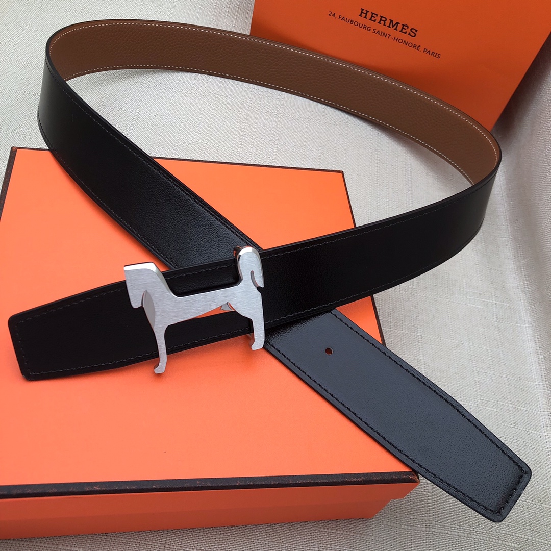 Hermès Basic Belt Top Grain Leather Black 38mm