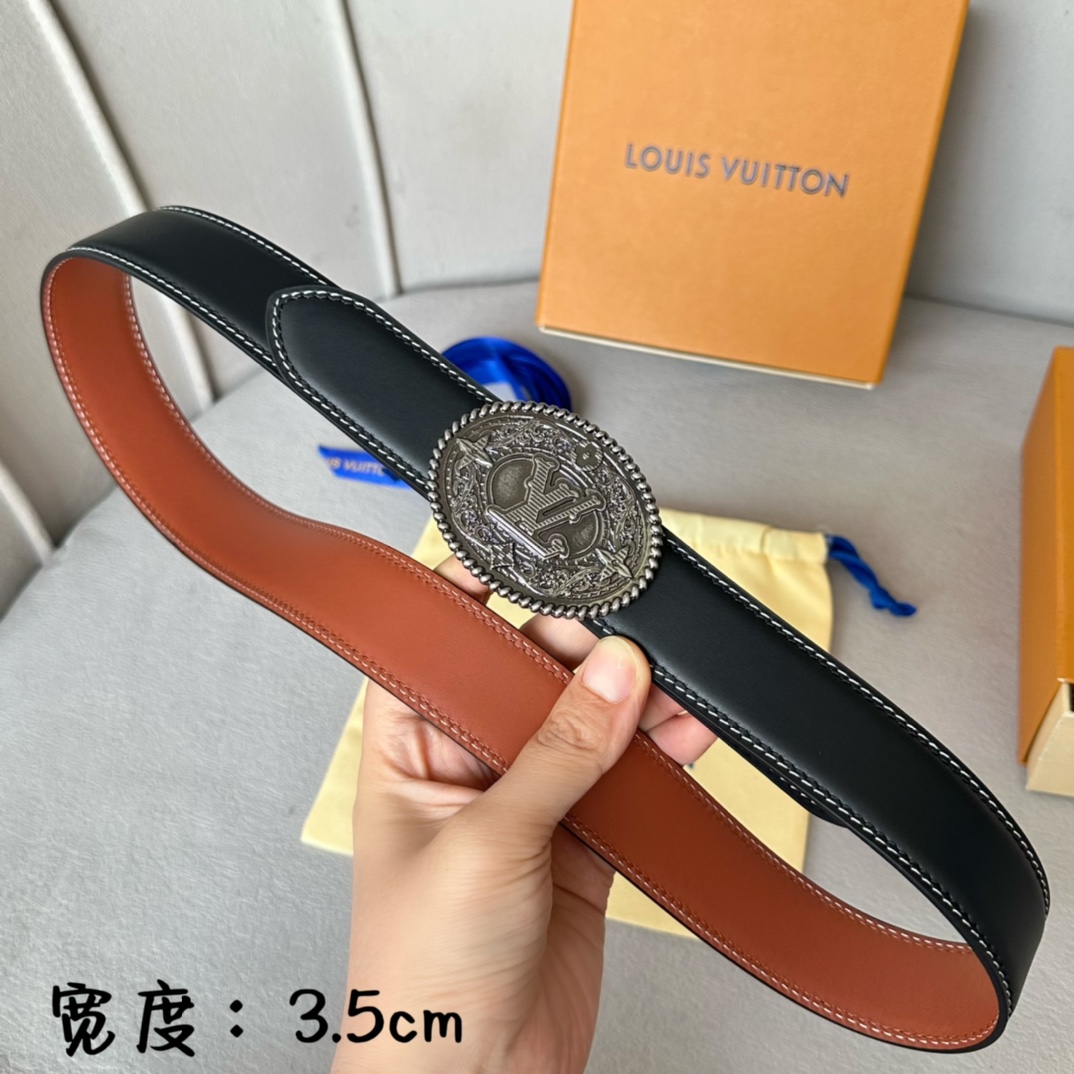 Louis Vuitton Male Basic Belt Cow Leather 35mm
