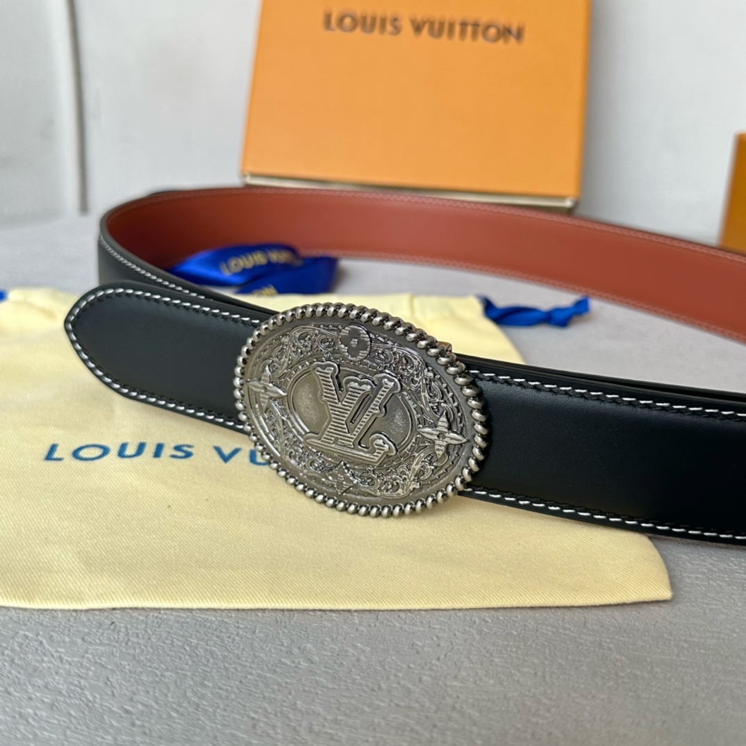 Louis Vuitton Male Basic Belt Cow Leather 35mm