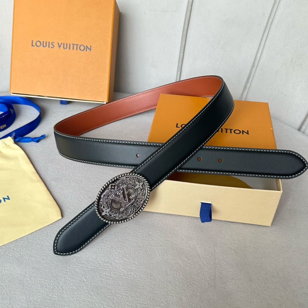Louis Vuitton Male Basic Belt Cow Leather 35mm